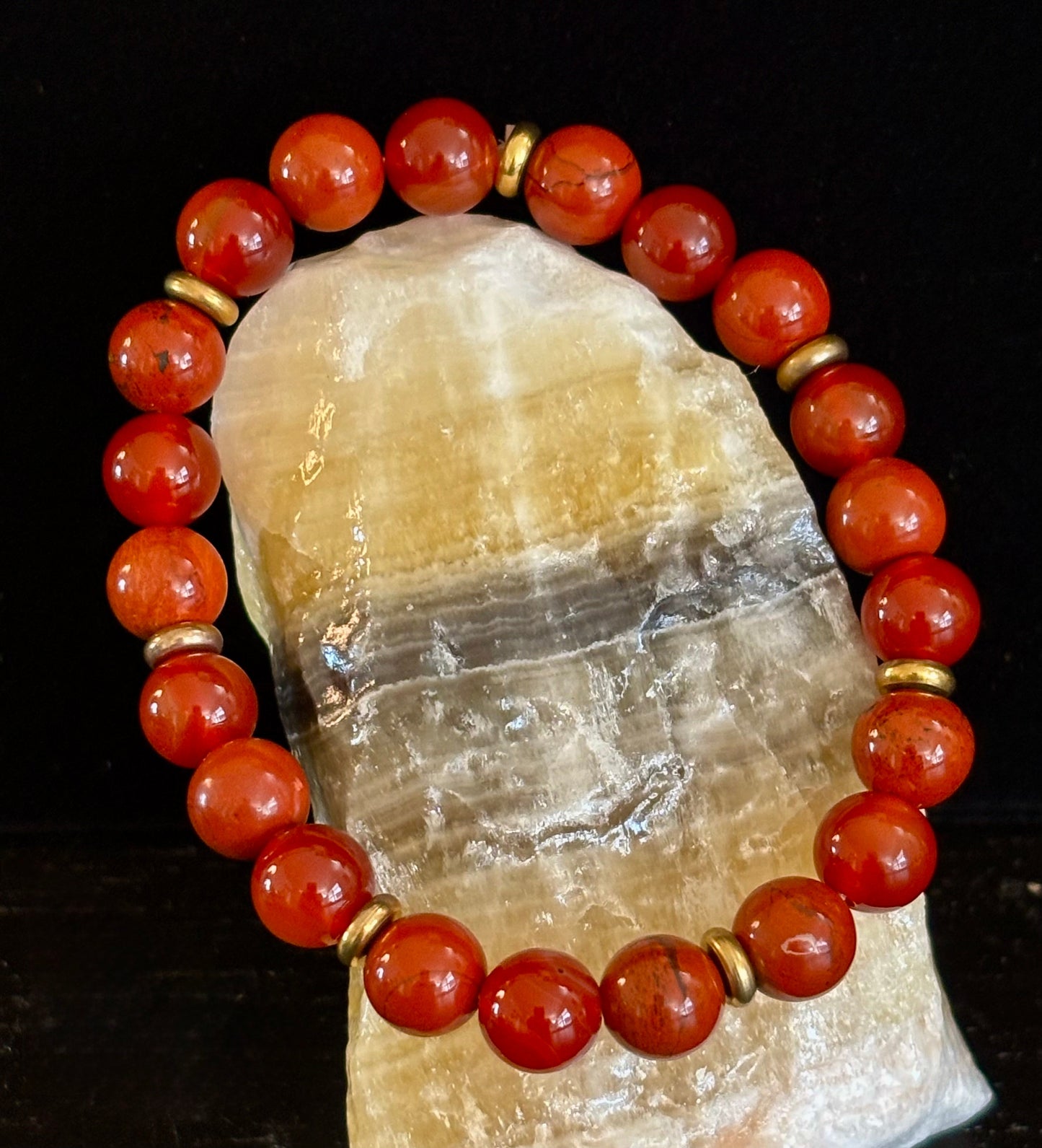 Pulsera de Empoderamiento de Cornalina y Jaspe Rojo – Confianza en Uno Mismo y Éxito