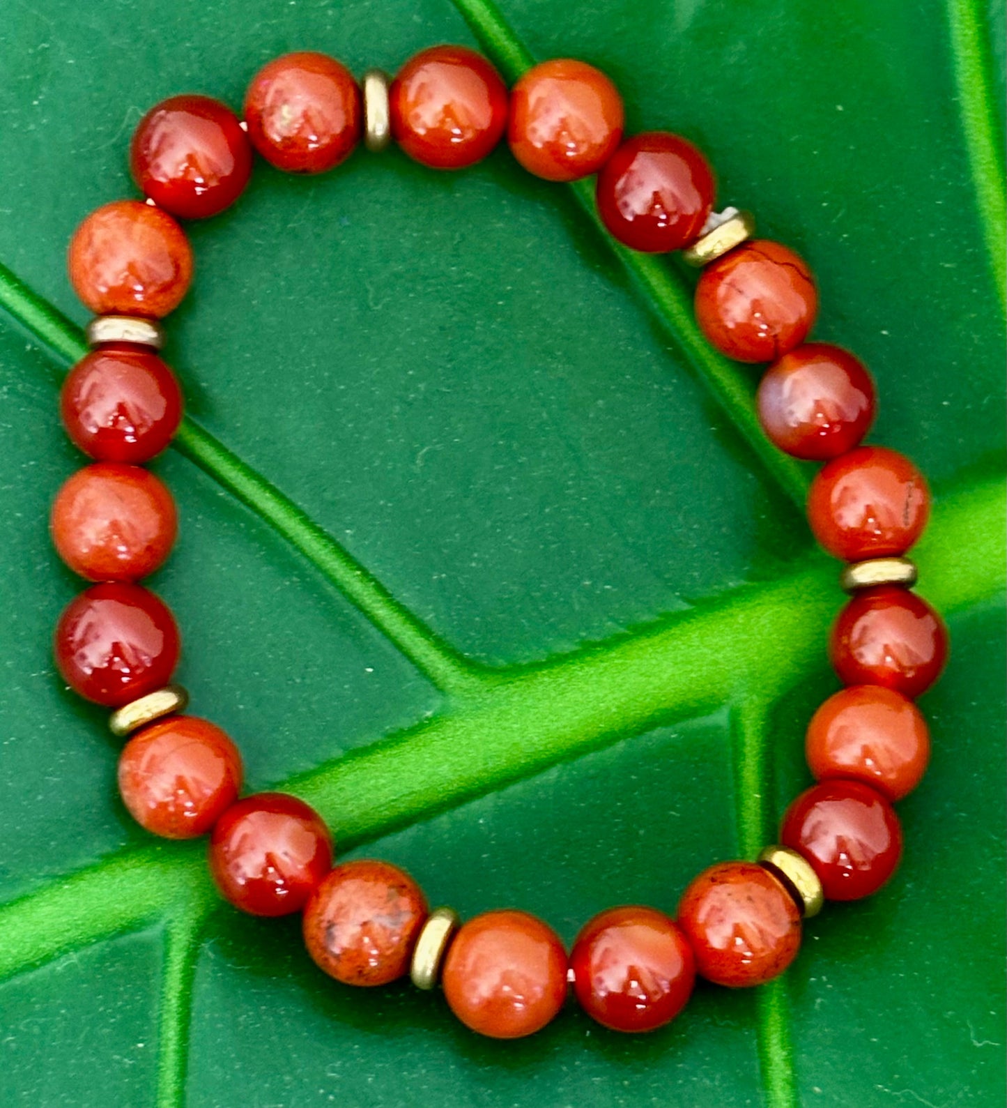 Pulsera de Empoderamiento de Cornalina y Jaspe Rojo – Confianza en Uno Mismo y Éxito