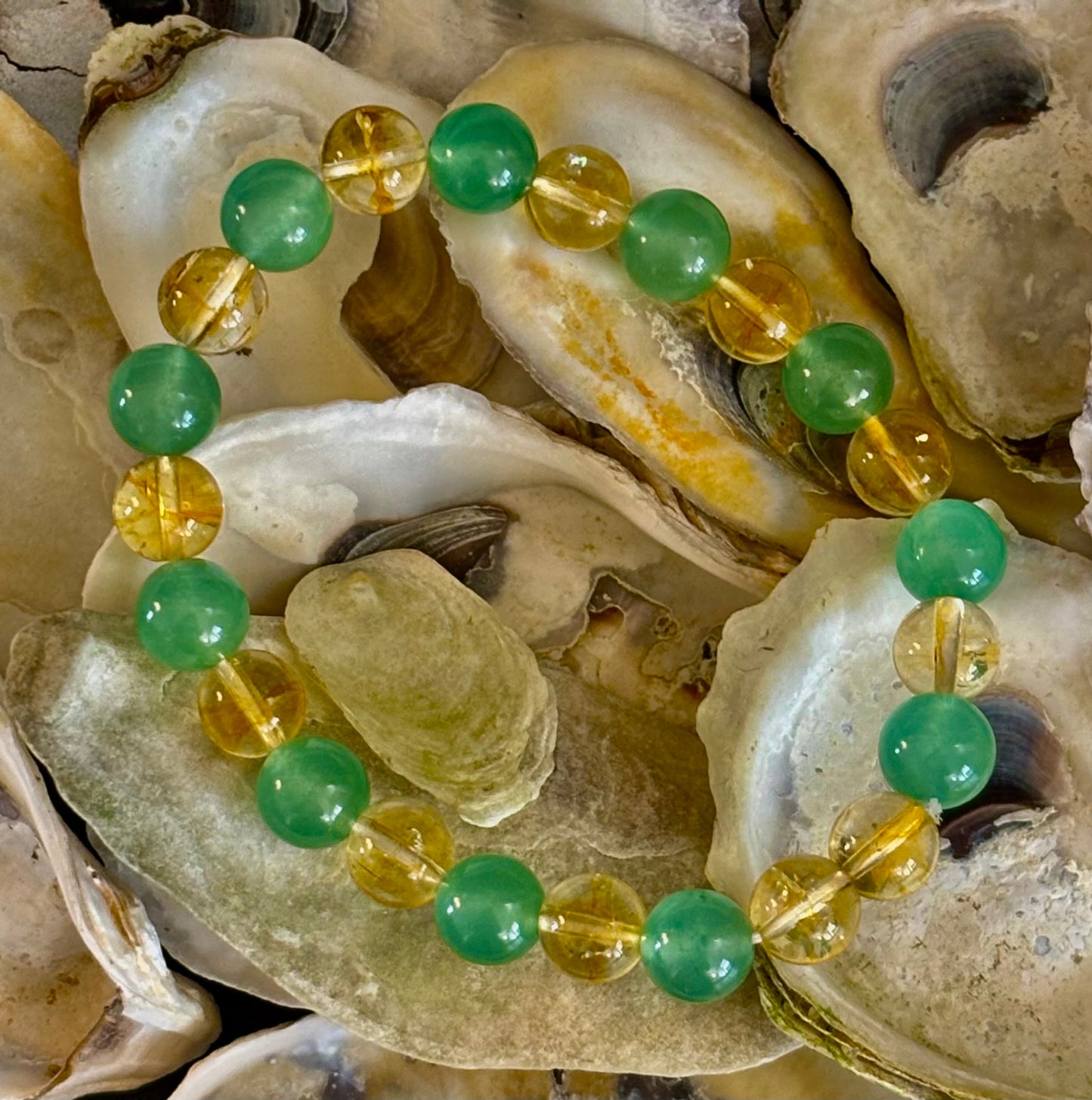 Pulsera de piedra natural de citrino y aventurina verde