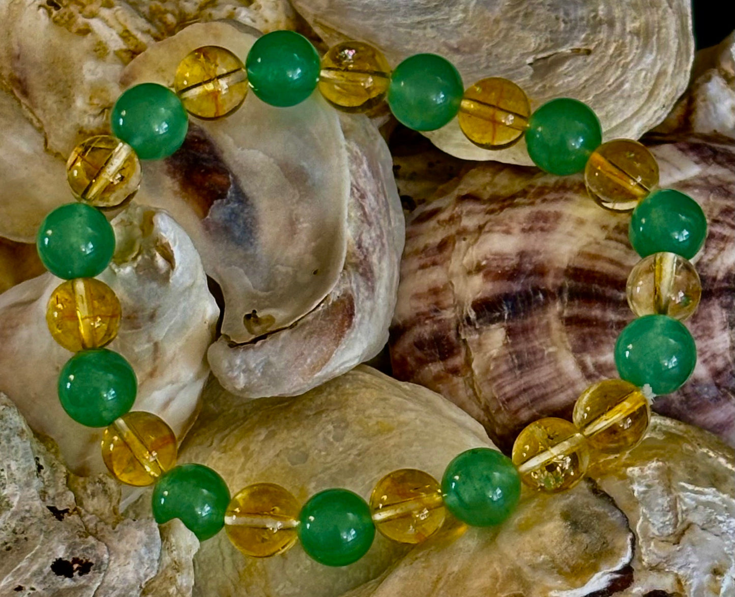 Pulsera de piedra natural de citrino y aventurina verde