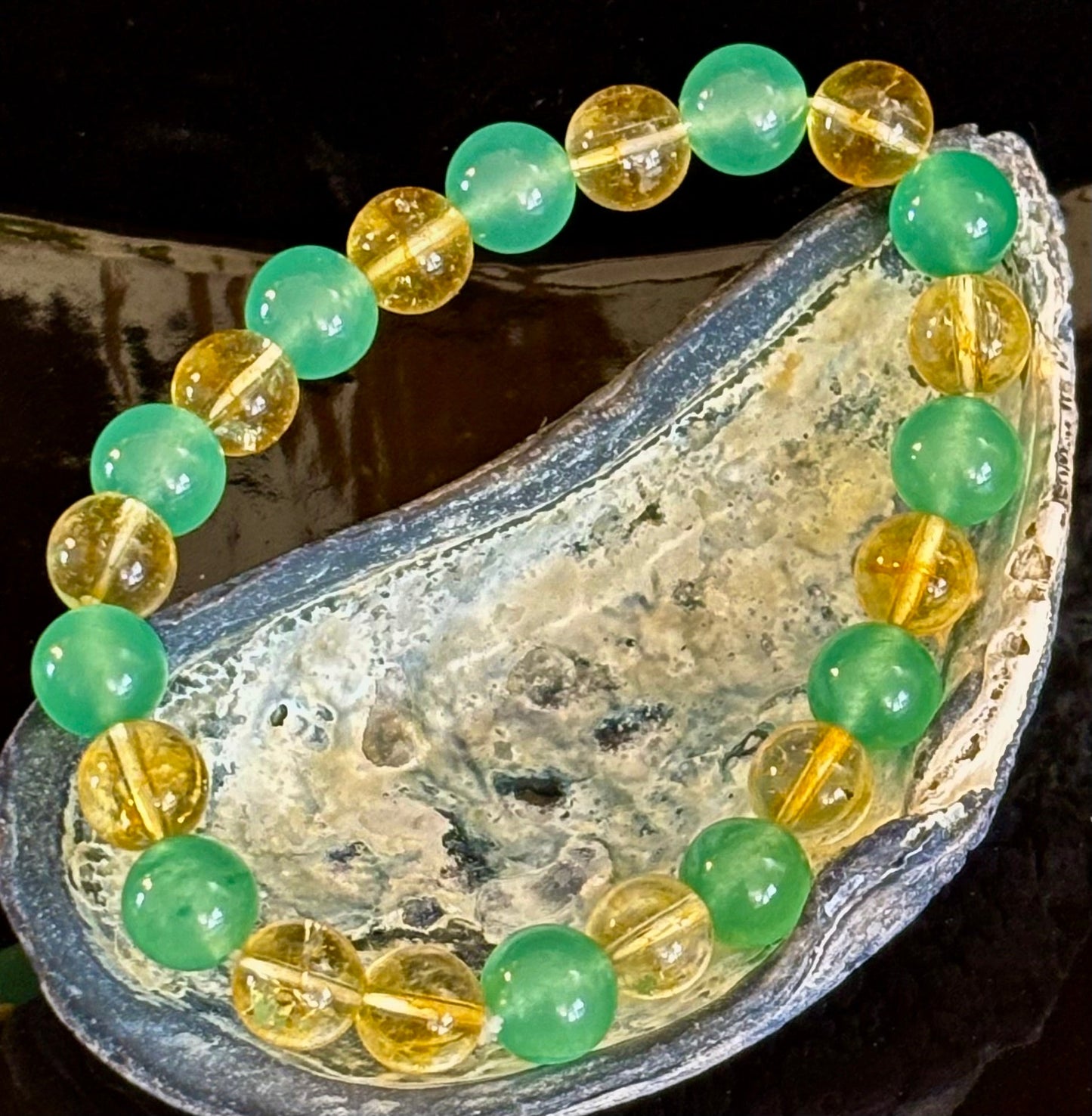 Pulsera de piedra natural de citrino y aventurina verde
