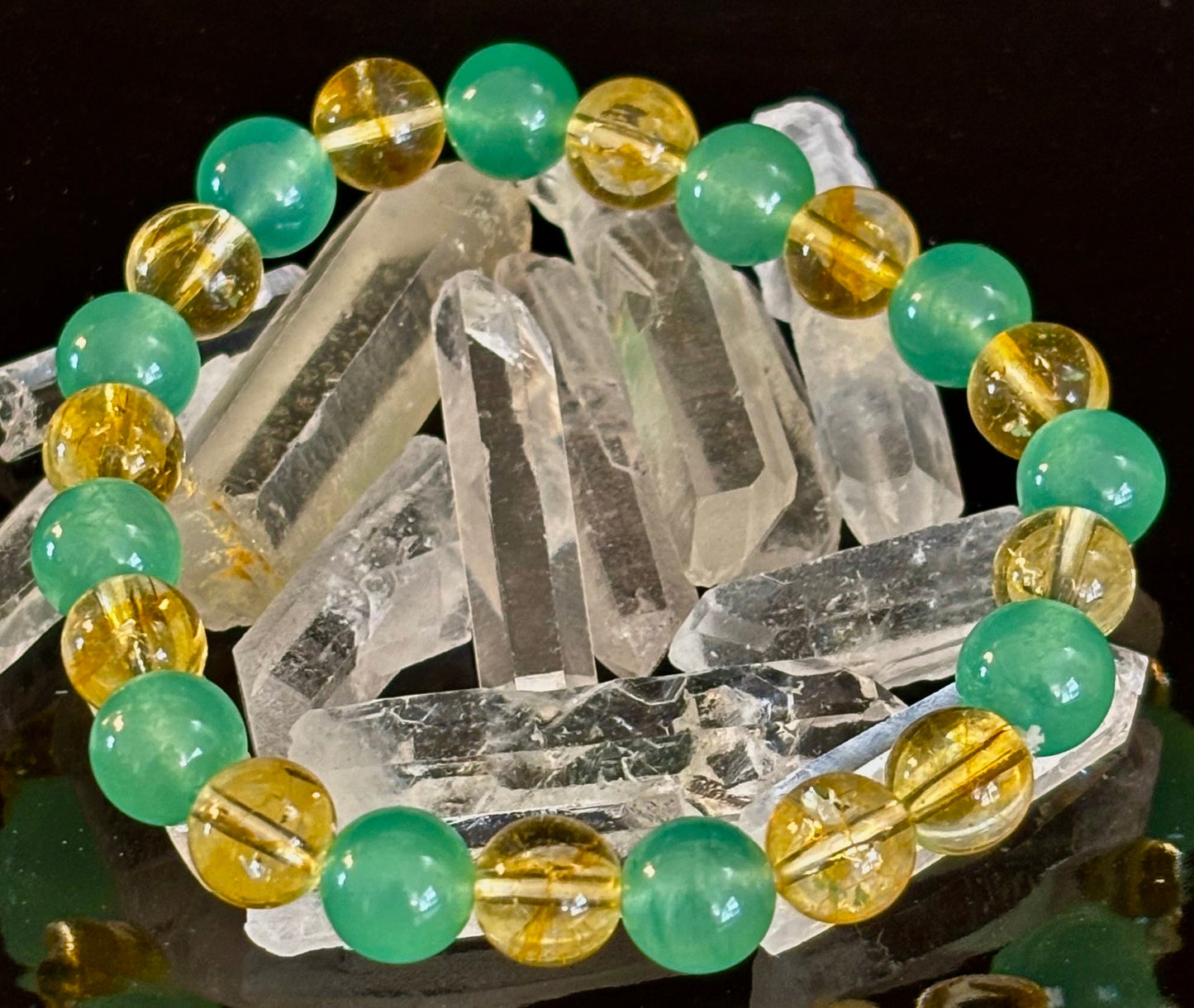 Pulsera de piedra natural de citrino y aventurina verde