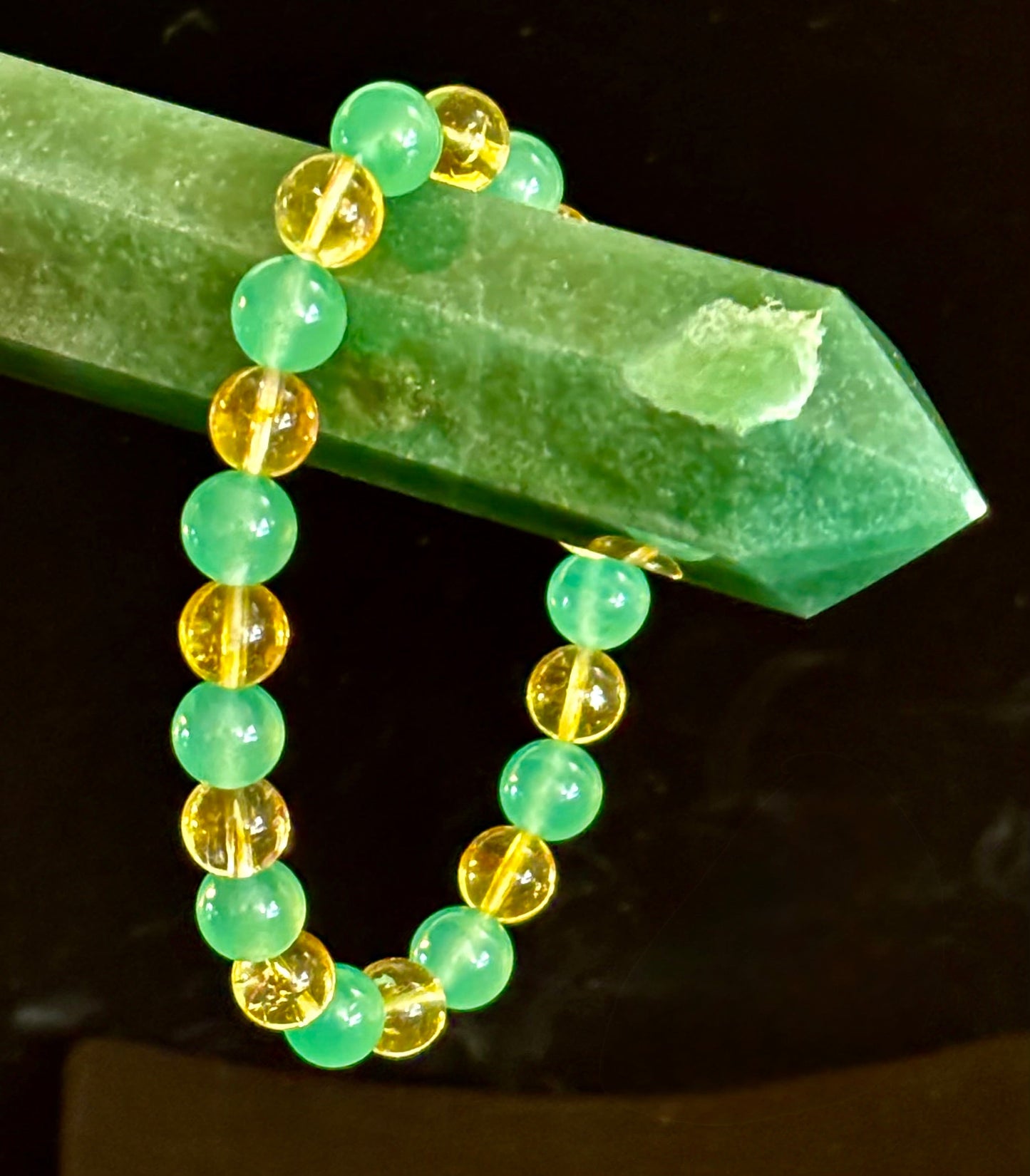 Pulsera de piedra natural de citrino y aventurina verde