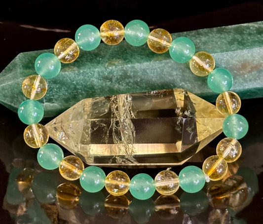 Pulsera de piedra natural de citrino y aventurina verde