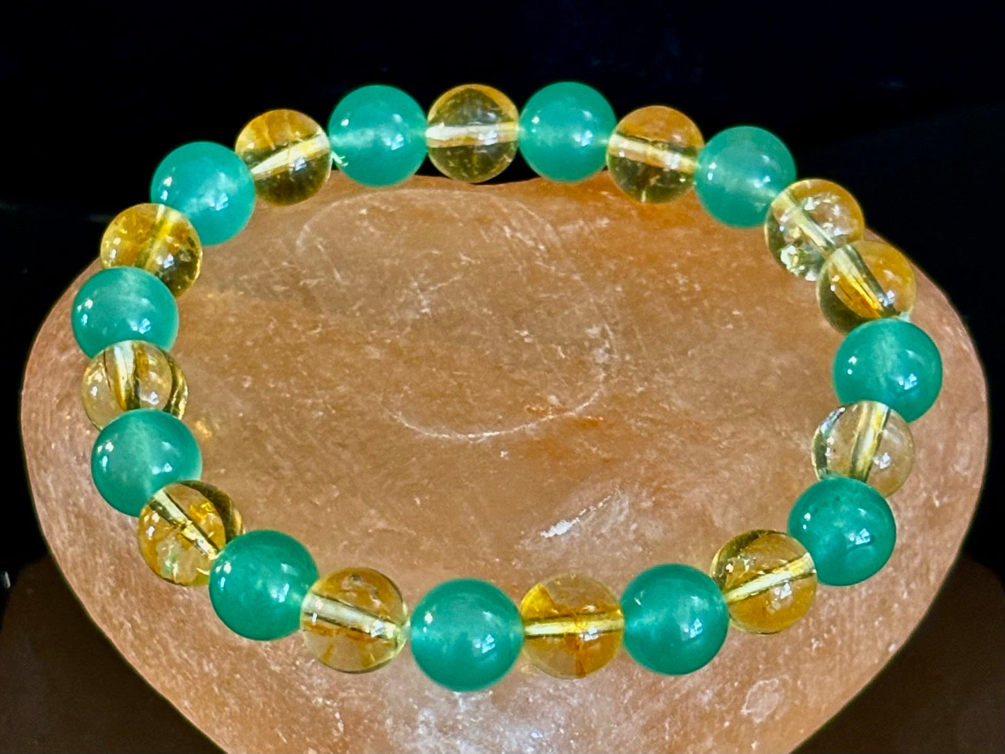 Pulsera de piedra natural de citrino y aventurina verde
