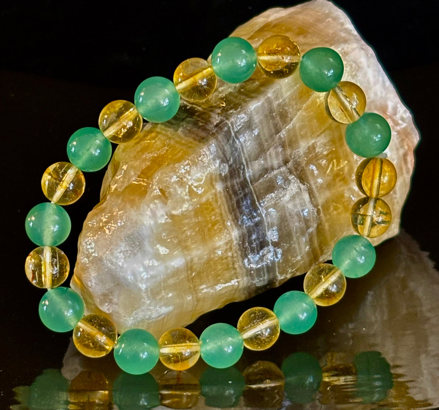 Pulsera de piedra natural de citrino y aventurina verde