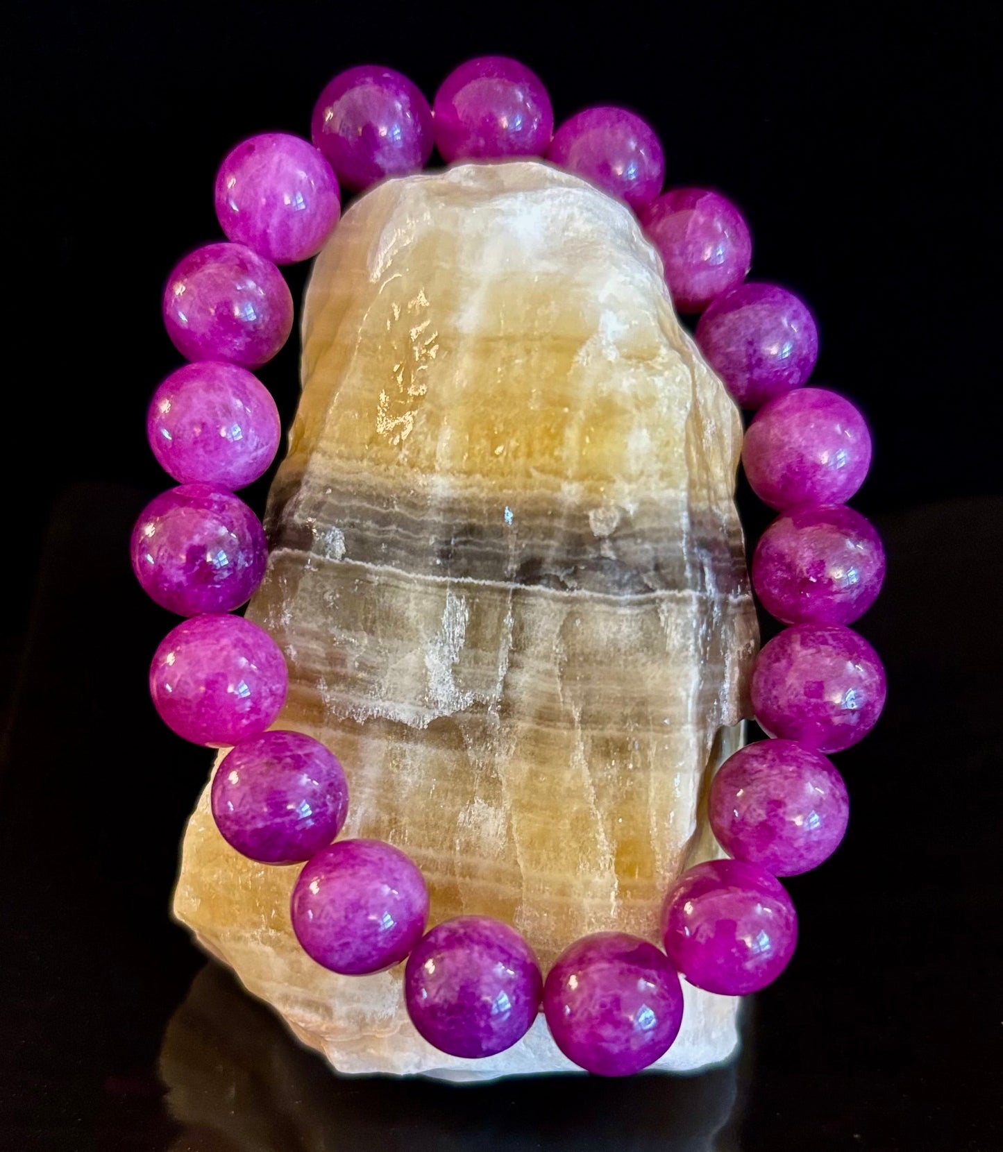 Pulsera de Espodumena Natural (Kunzita) de 10mm Infundida con Reiki para Amor y Sanación Emocional (Muñeca Mediana)