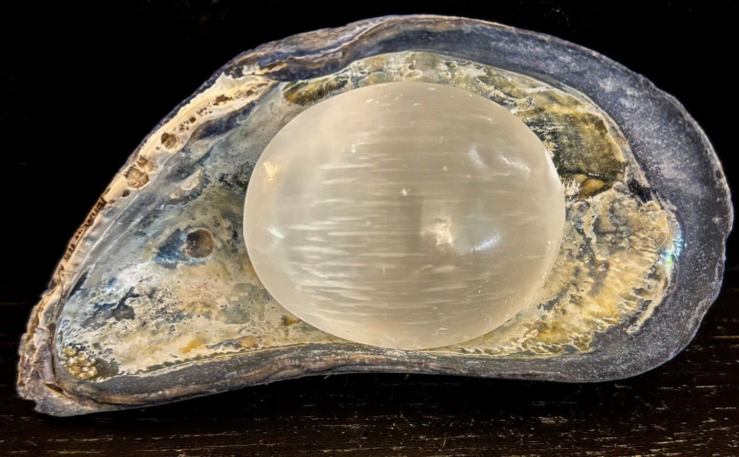 Piedra de palma de selenita – 4 cm (1.57") – Cristal limpiador de aura para sanación energética y claridad