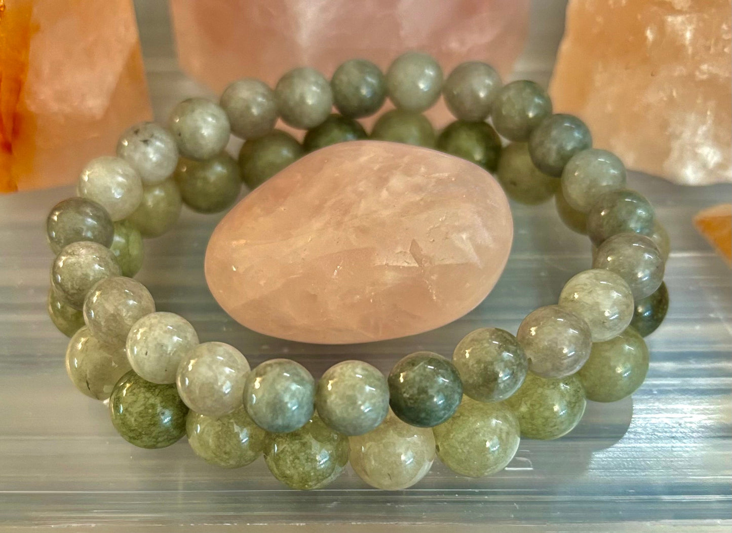 Pulsera de Jade para la Abundancia y Prosperidad – Cuentas de 8mm o 10mm (Muñecas Medianas a Grandes)