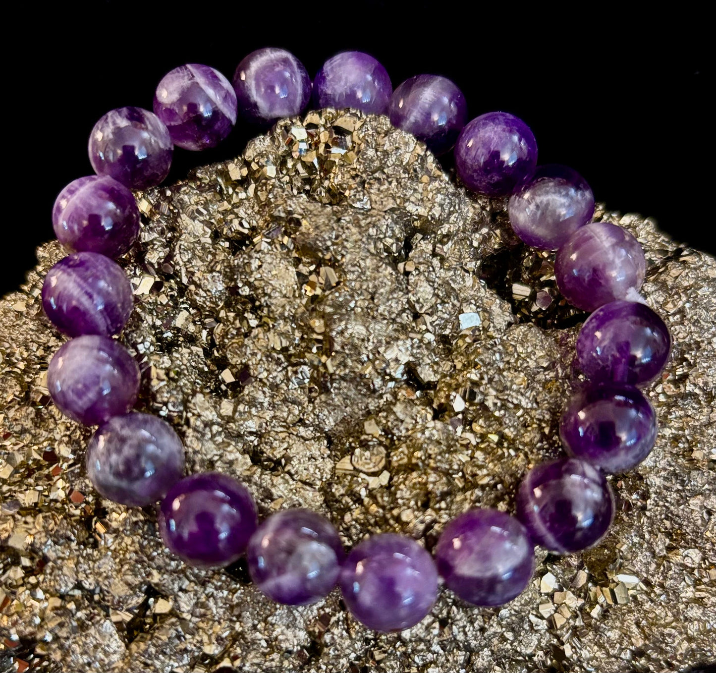 Pulsera Curativa de Amatista Natural – Cuentas de 8mm, 10mm o 12mm