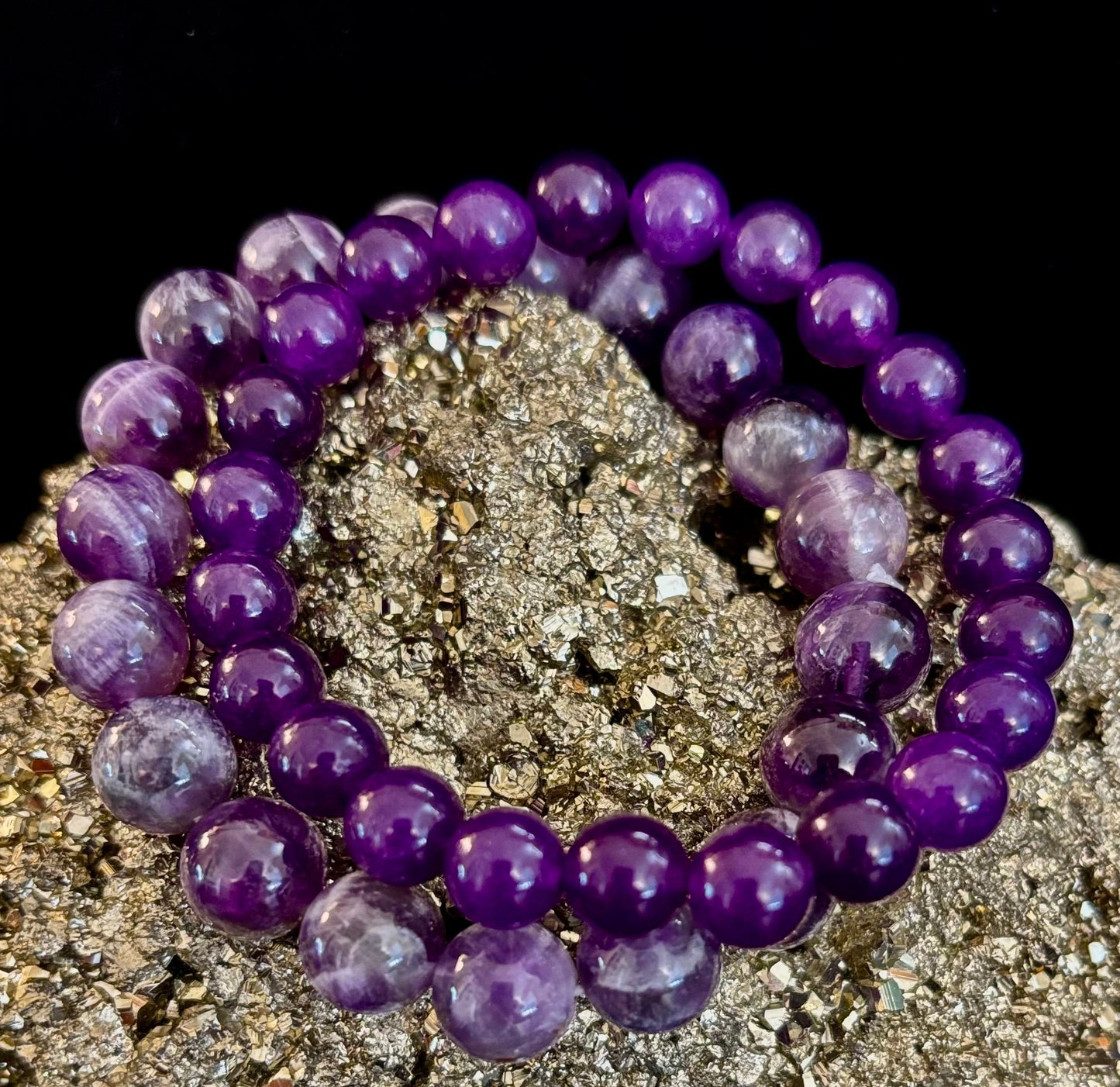 Pulsera Curativa de Amatista Natural – Cuentas de 8mm, 10mm o 12mm