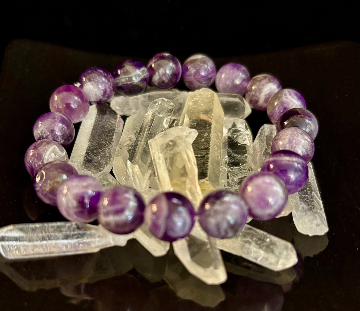 Pulsera Curativa de Amatista Natural – Cuentas de 8mm, 10mm o 12mm