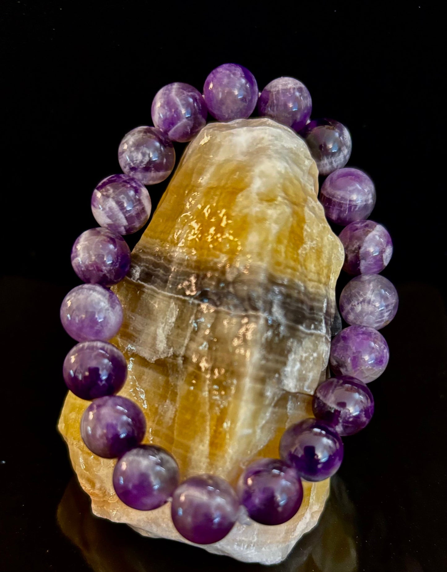 Pulsera Curativa de Amatista Natural – Cuentas de 8mm, 10mm o 12mm