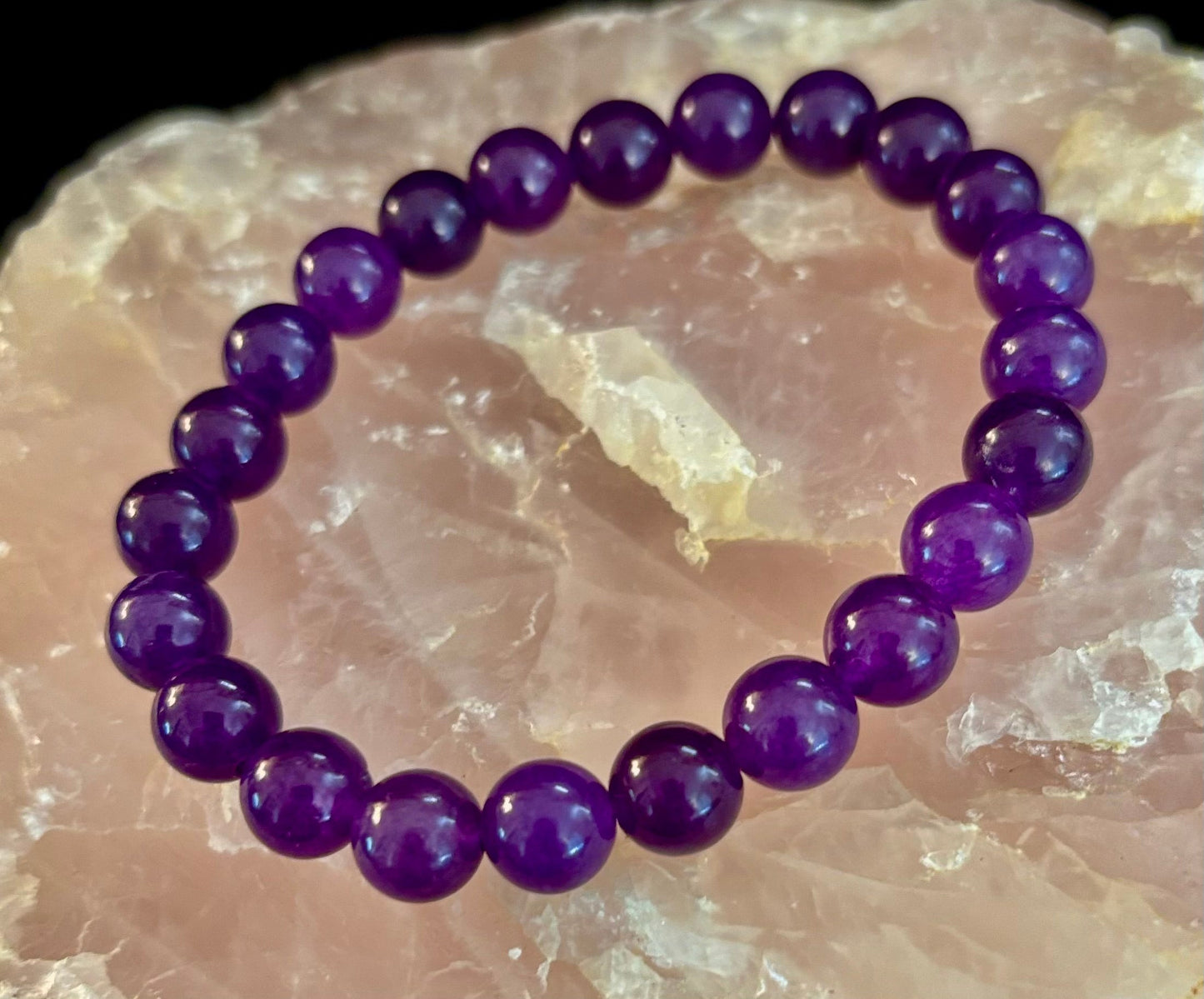 Pulsera Curativa de Amatista Natural – Cuentas de 8mm, 10mm o 12mm