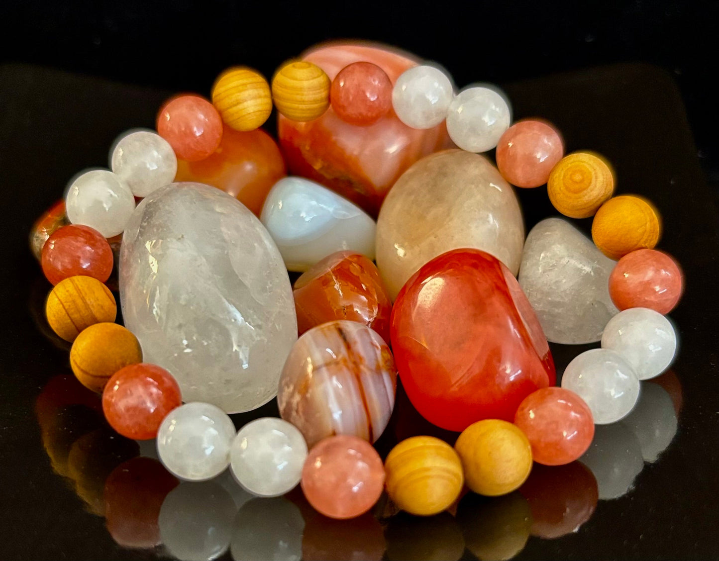 Pulsera de intuición y limpieza de aura de bruja blanca – Palo Santo, Selenita y Cuarzo Ahumado