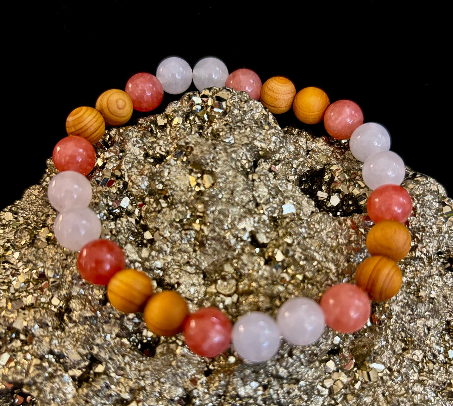 Pulsera de intuición y limpieza de aura de bruja blanca – Palo Santo, Selenita y Cuarzo Ahumado