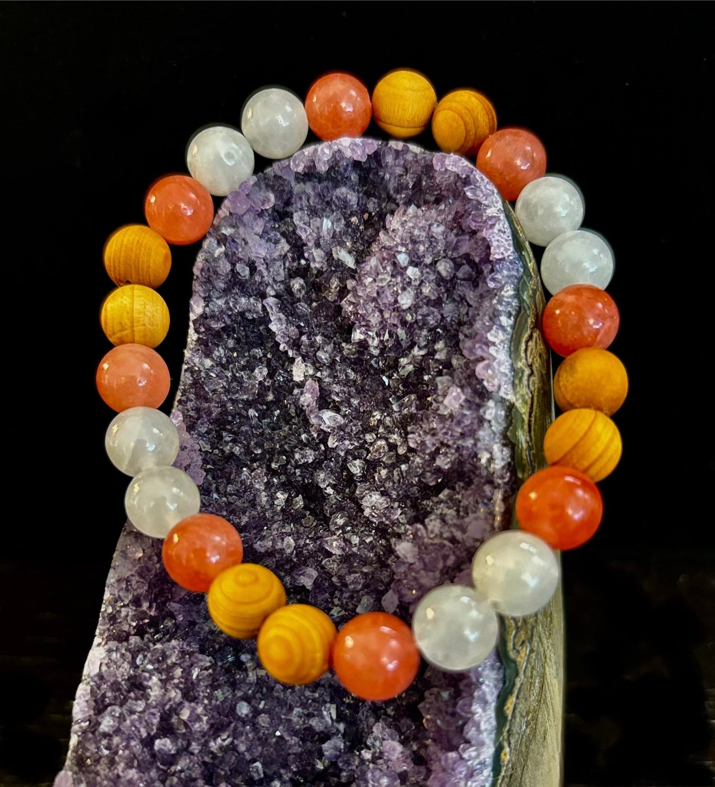 Pulsera de intuición y limpieza de aura de bruja blanca – Palo Santo, Selenita y Cuarzo Ahumado