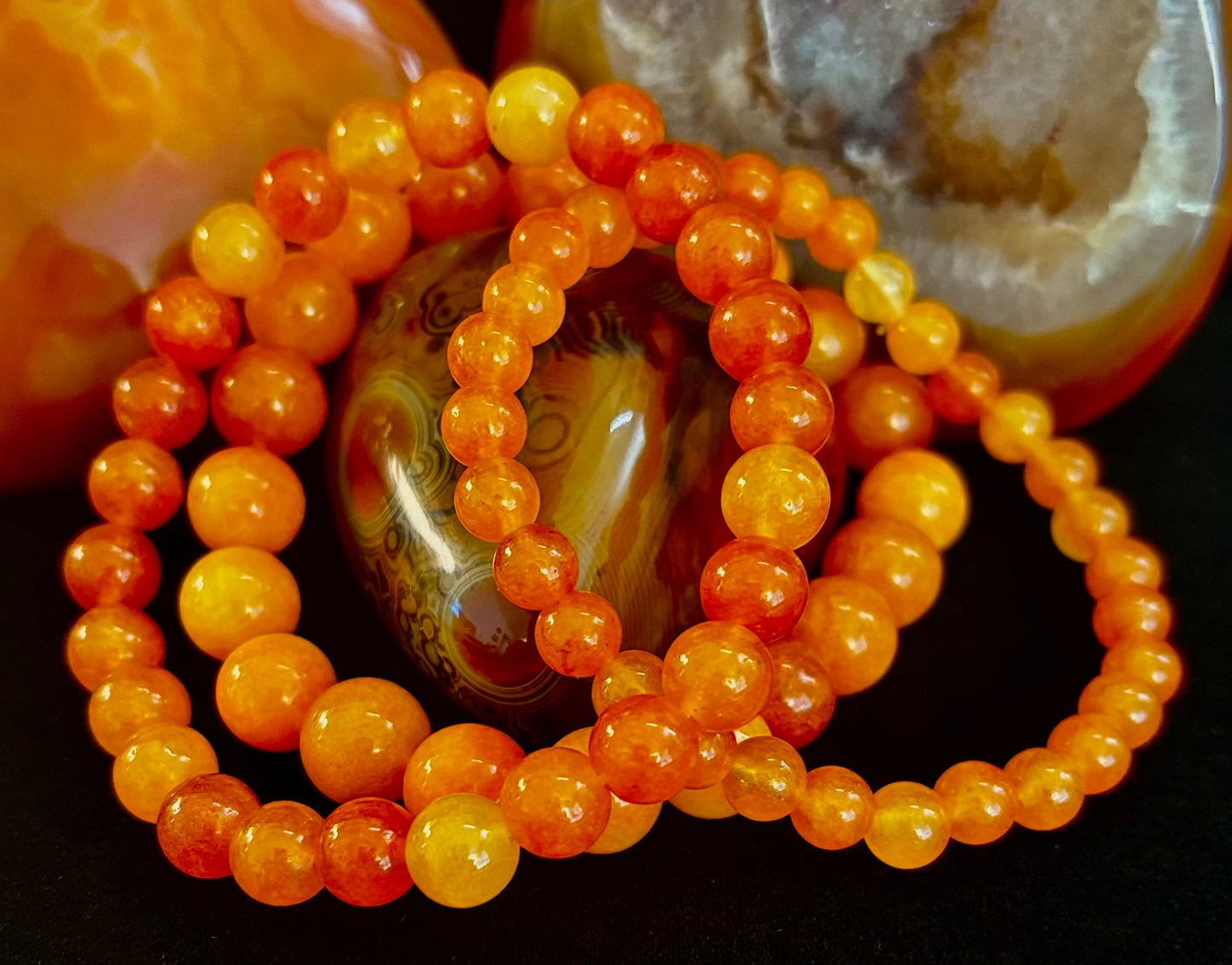 Pulsera de cristal de piedra solar naranja – Alegría, confianza y curación del chakra solar
