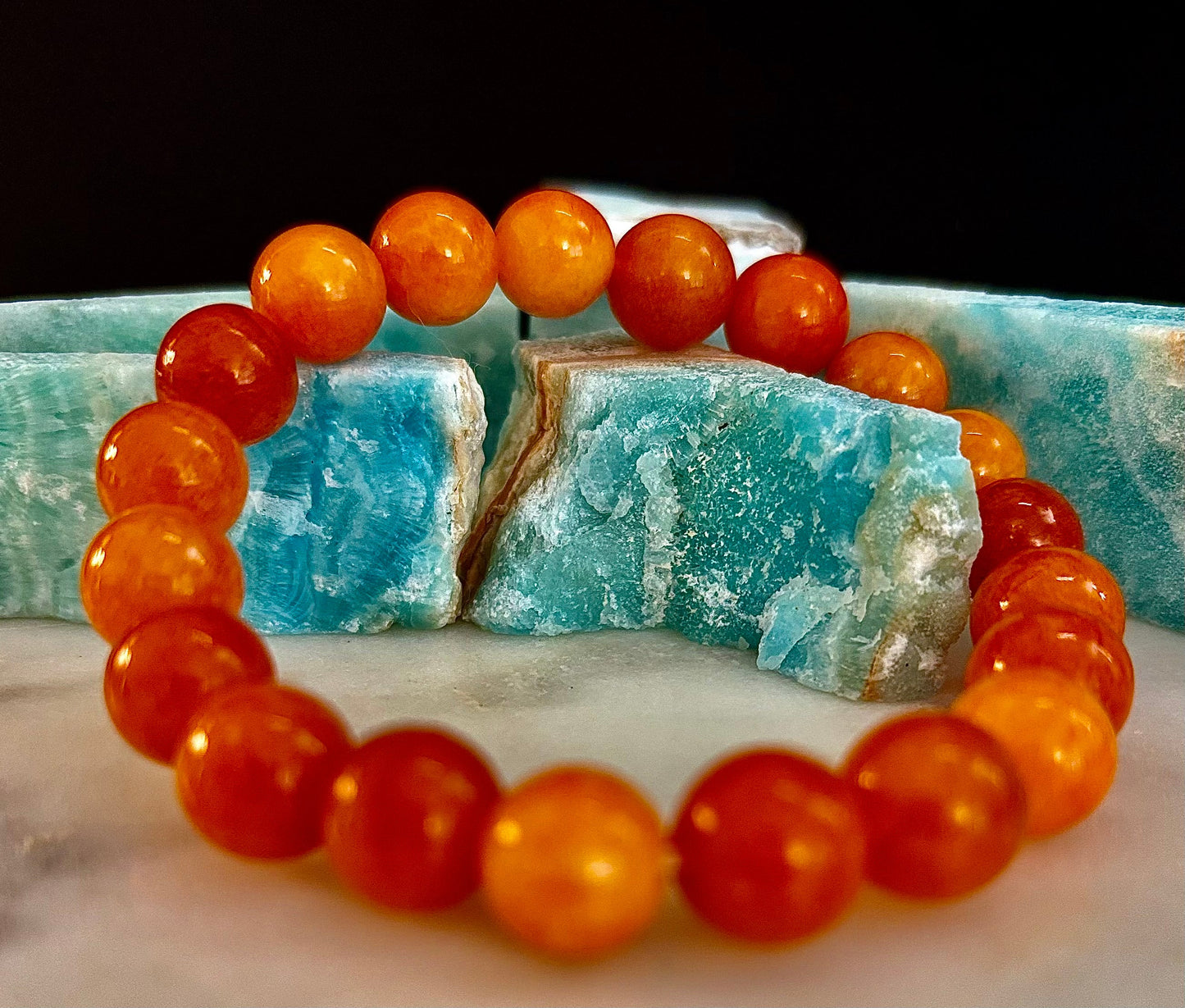 Pulsera de cristal de piedra solar naranja – Alegría, confianza y curación del chakra solar