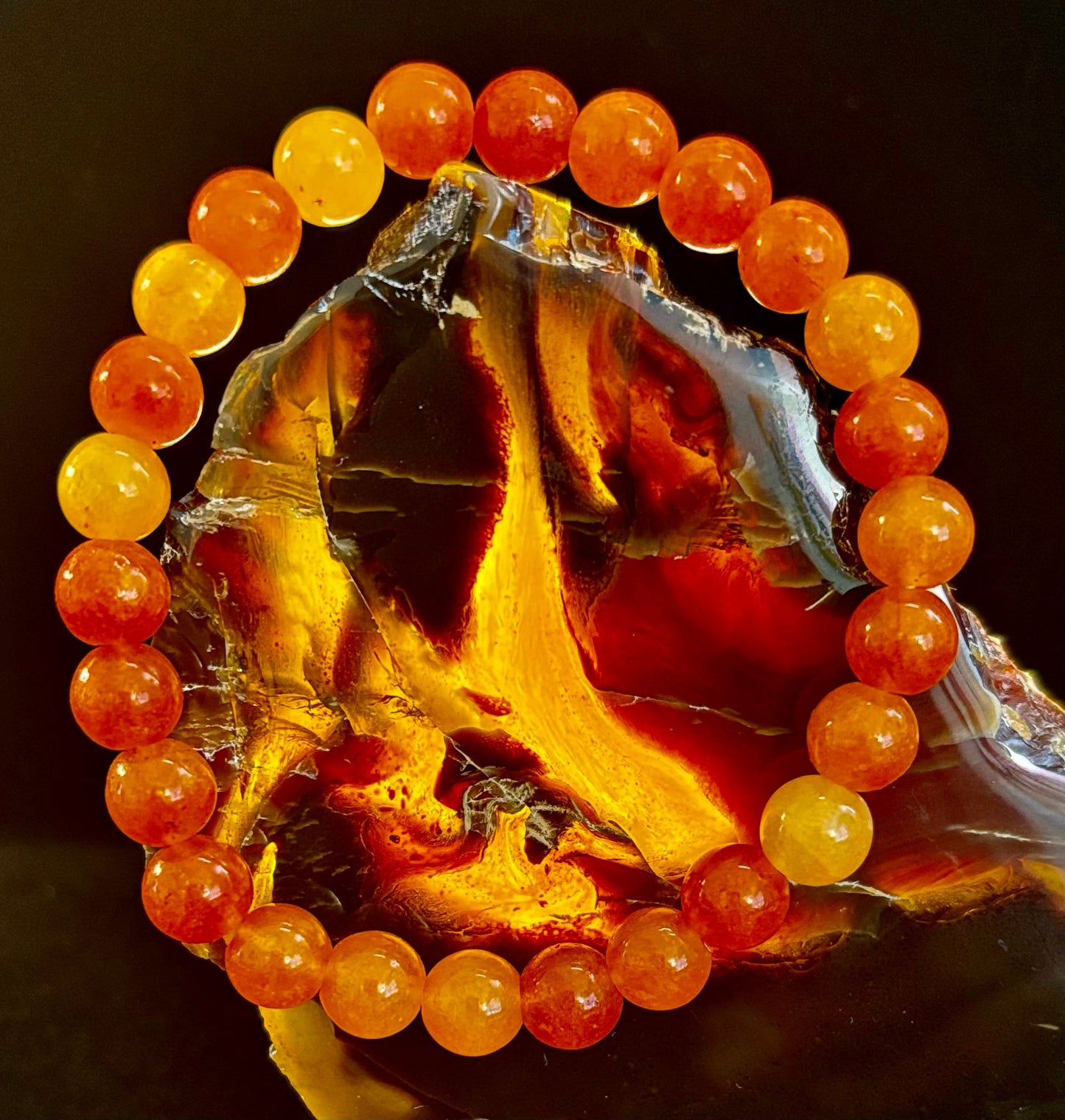 Pulsera de cristal de piedra solar naranja – Alegría, confianza y curación del chakra solar
