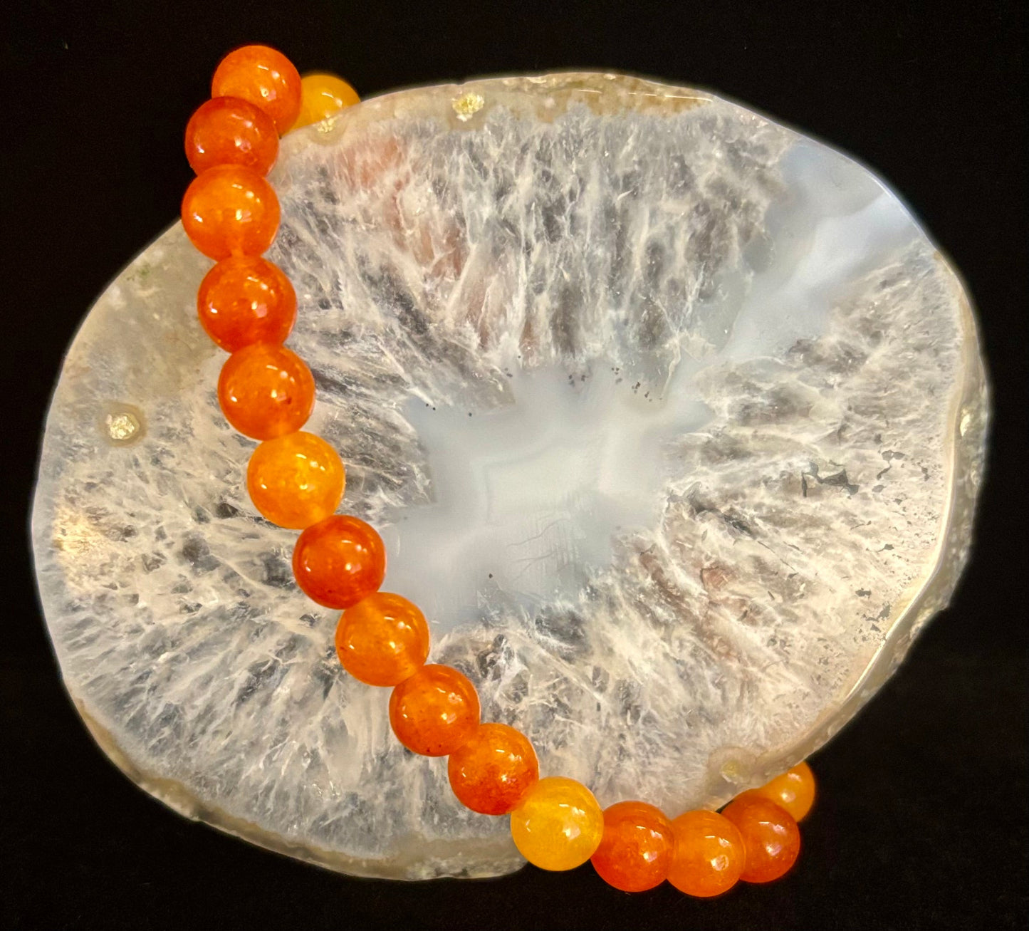 Pulsera de cristal de piedra solar naranja – Alegría, confianza y curación del chakra solar