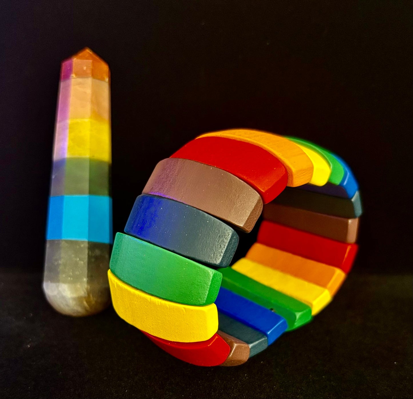 Pulsera de cuentas de madera ancha Orgullo Progresivo – Estilo bohemio vintage