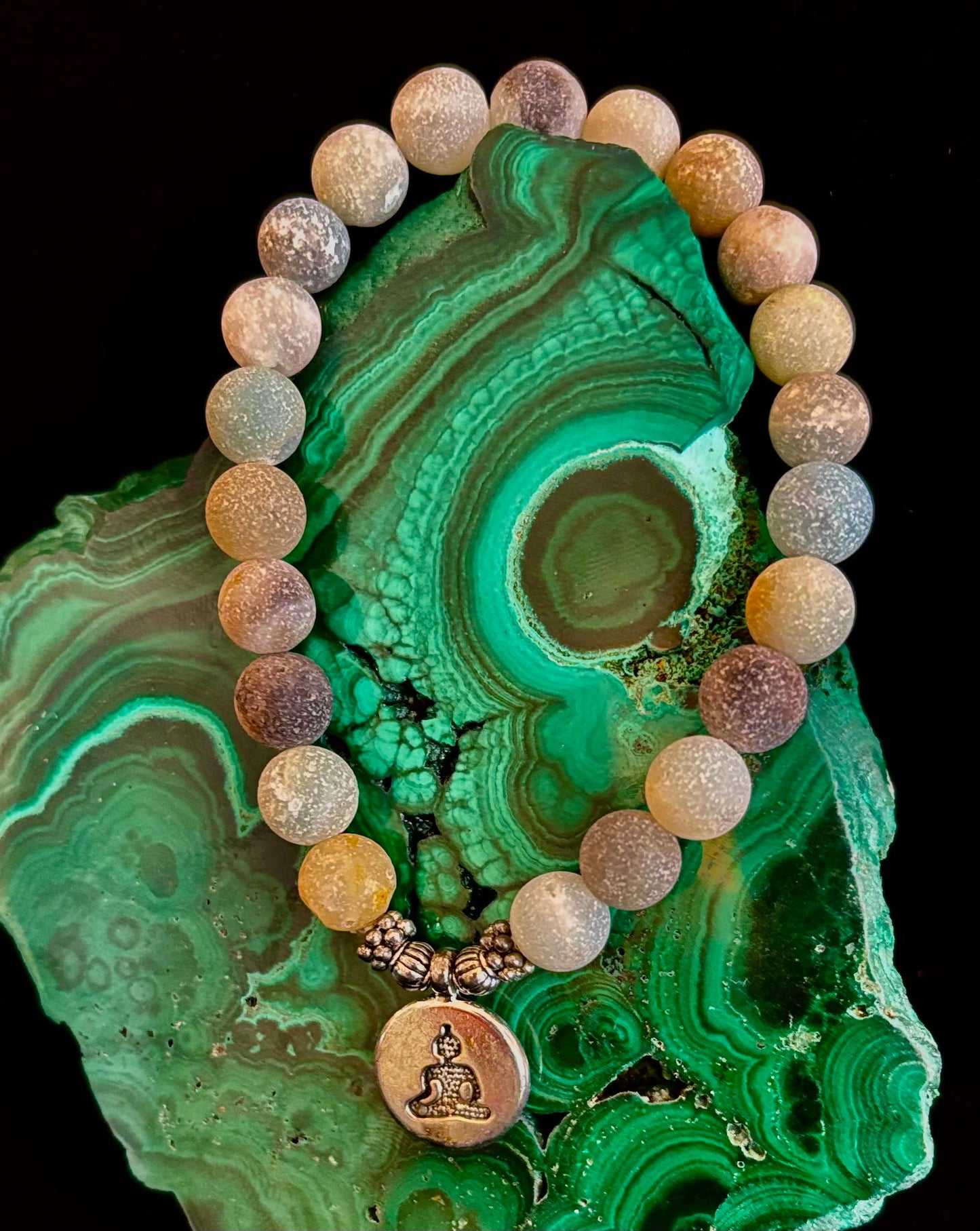 Pulsera de chakras curativos de amazonita – 3 opciones de dijes: Loto, Buda u Om