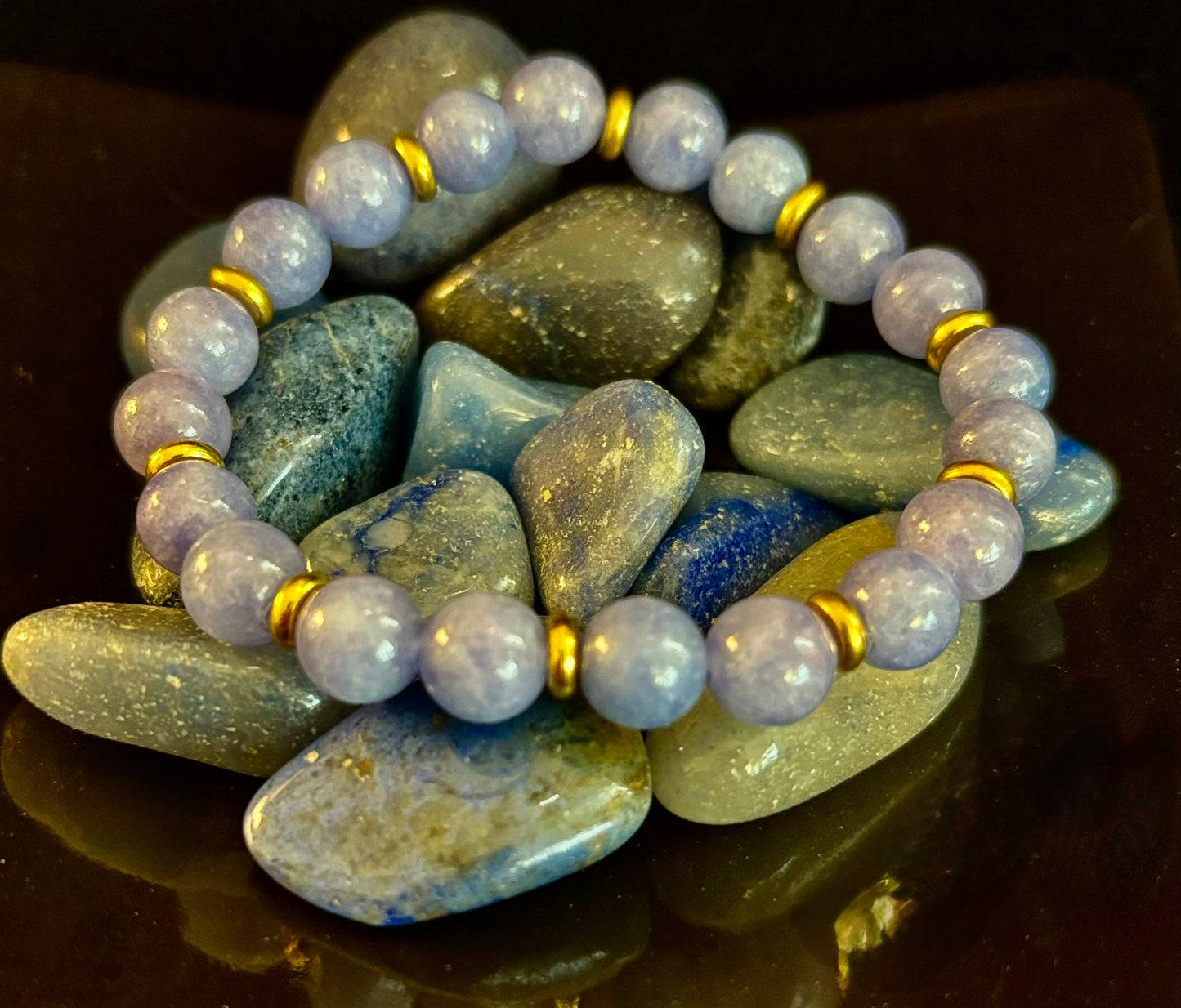 Pulsera Curativa de Cristal Angelita – Serenidad • Reiki • Paz Interior 🪽💫