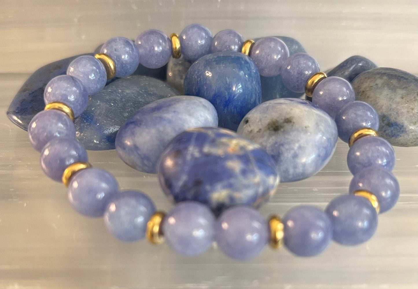 Pulsera Curativa de Cristal Angelita – Serenidad • Reiki • Paz Interior 🪽💫