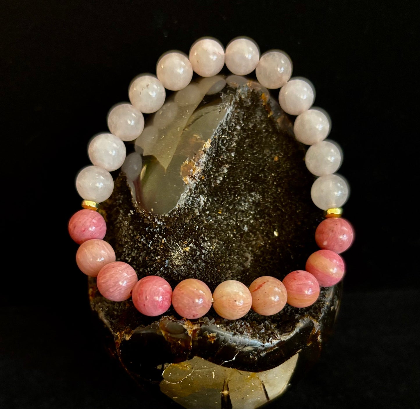 Pulsera de Cuarzo Rosa y Rodonita – Amor, Compasión y Sanación Emocional 💗✨