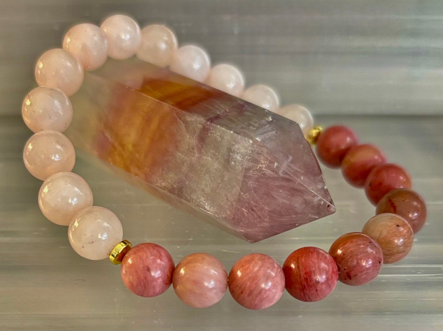 Pulsera de Cuarzo Rosa y Rodonita – Amor, Compasión y Sanación Emocional 💗✨