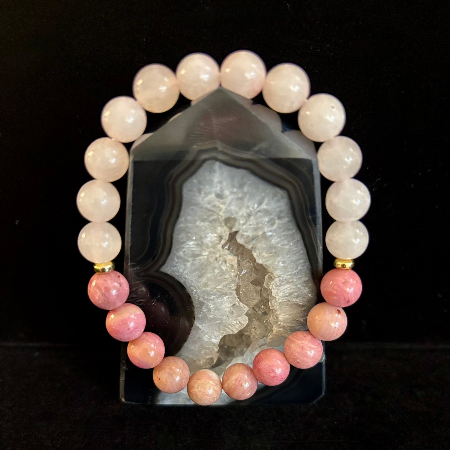 Pulsera de Cuarzo Rosa y Rodonita – Amor, Compasión y Sanación Emocional 💗✨