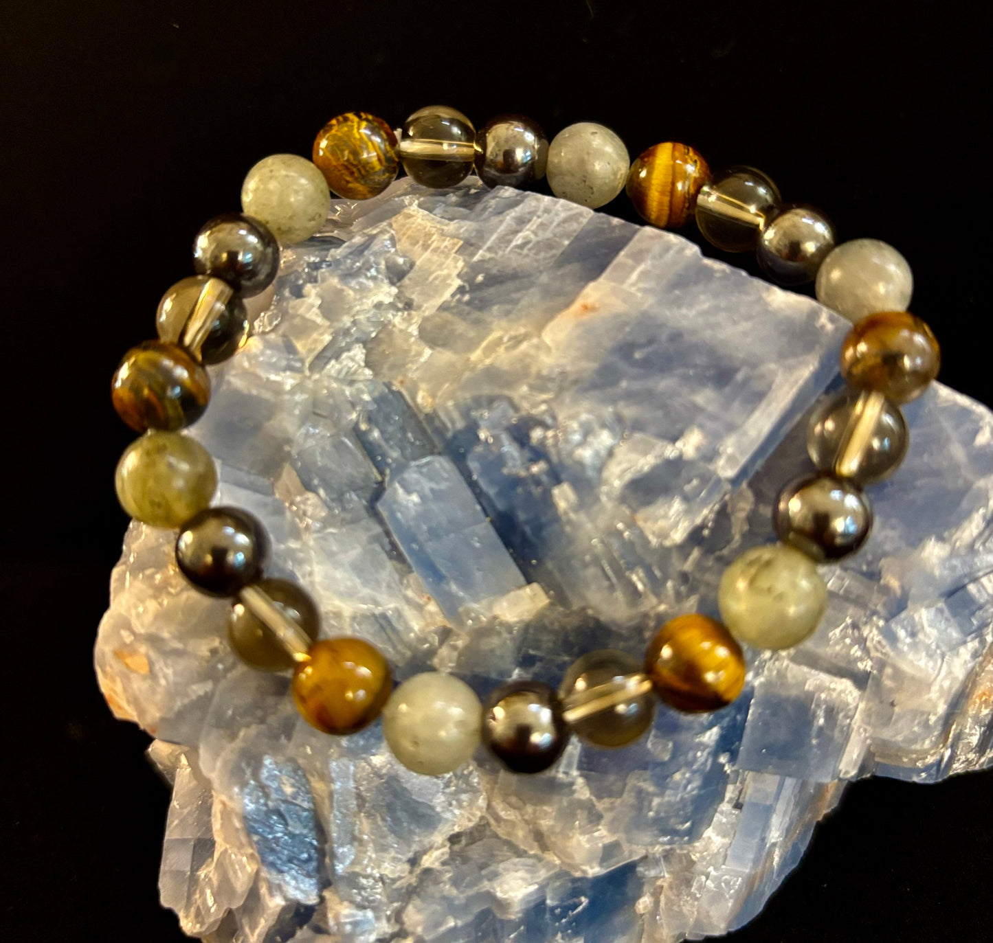 Pulsera de protección Bohemia de ojo de tigre y labradorita – Muñecas medianas
