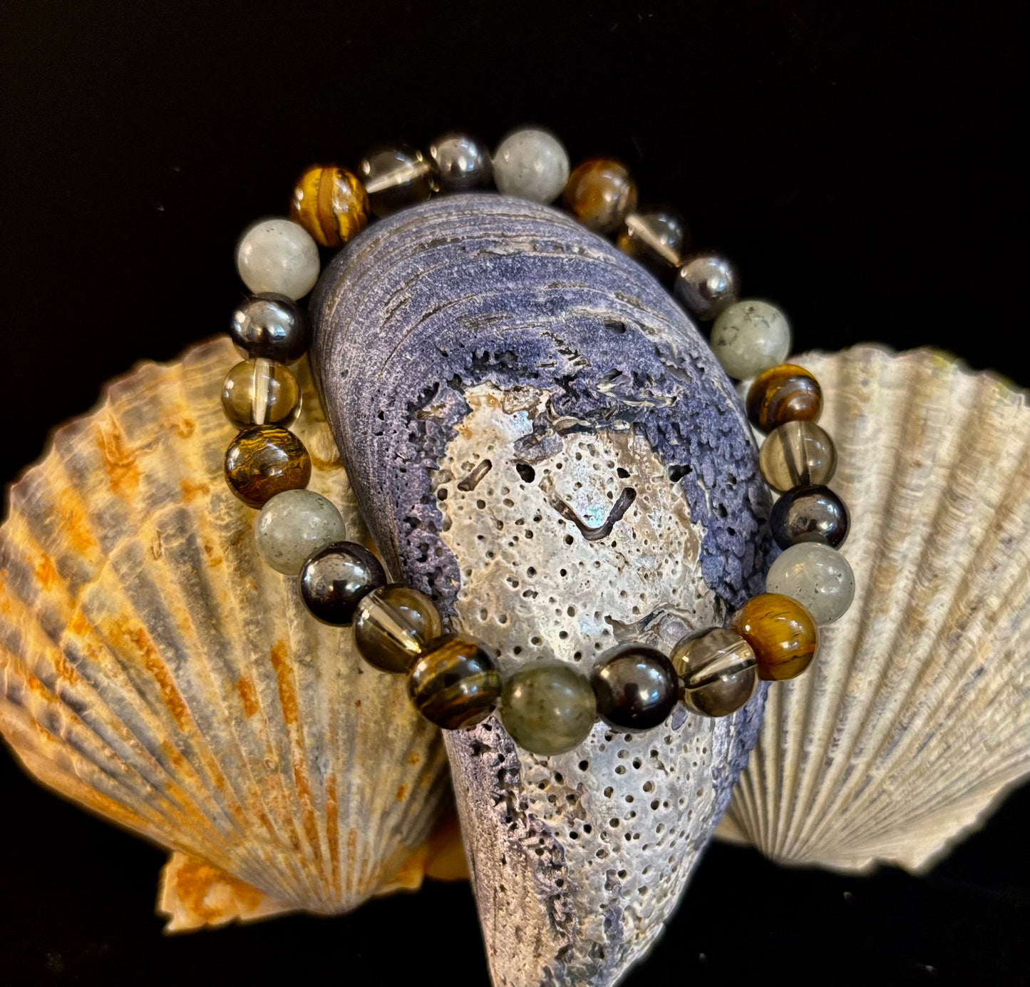 Pulsera de protección Bohemia de ojo de tigre y labradorita – Muñecas medianas