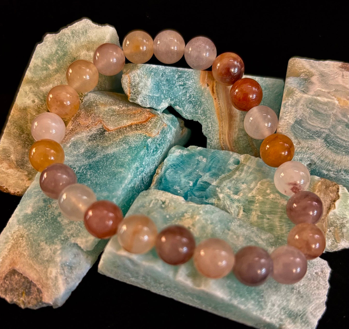 Pulsera de cuarzo con cuentas "Calma Costera" – Tonos de arena de playa de 8 mm para muñecas medianas 🌊🏖️