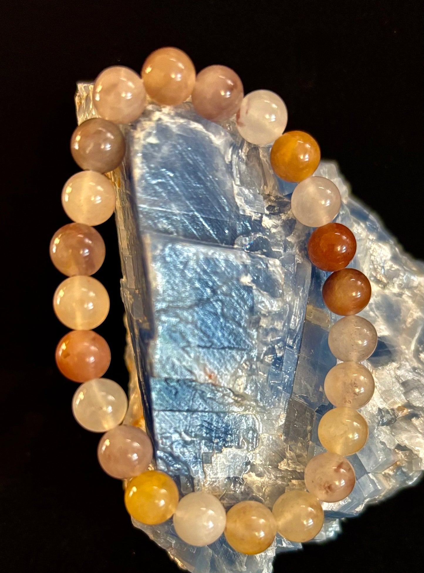 Pulsera de cuarzo con cuentas "Calma Costera" – Tonos de arena de playa de 8 mm para muñecas medianas 🌊🏖️