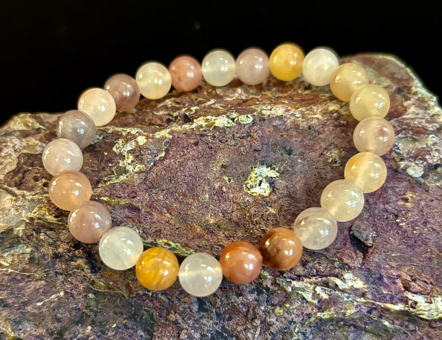 Pulsera de cuarzo con cuentas "Calma Costera" – Tonos de arena de playa de 8 mm para muñecas medianas 🌊🏖️