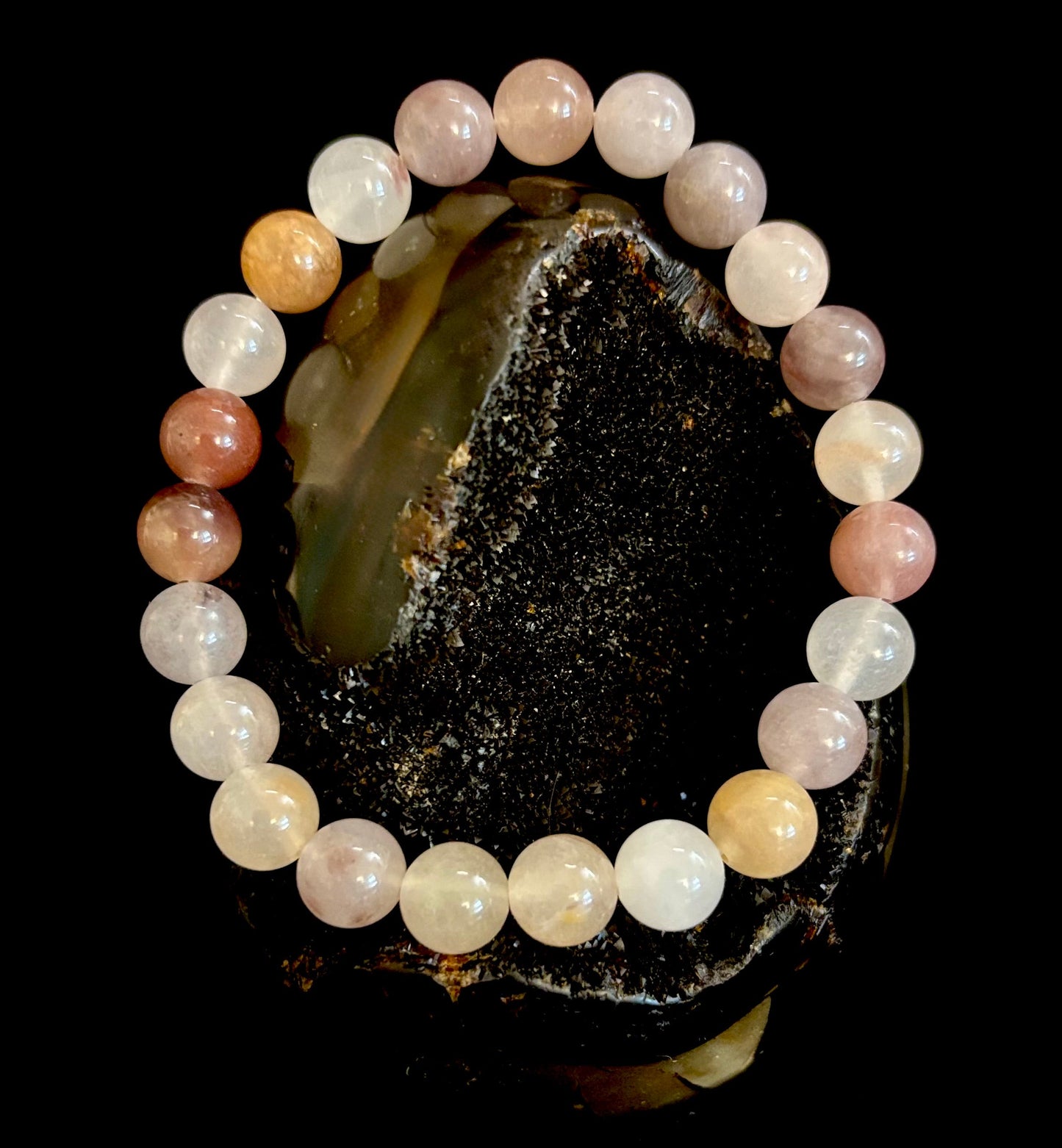Pulsera de cuarzo con cuentas "Calma Costera" – Tonos de arena de playa de 8 mm para muñecas medianas 🌊🏖️