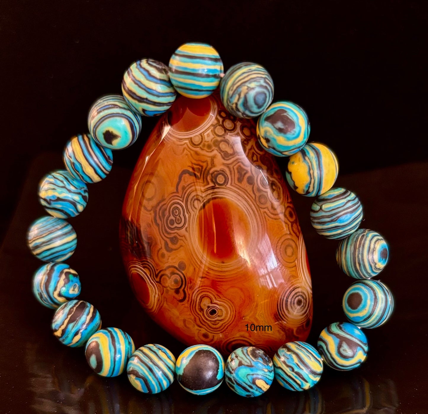 Pulsera de energía de malaquita azul profundo – Cuentas de 6 mm, 8 mm, 10 mm para muñecas pequeñas a grandes