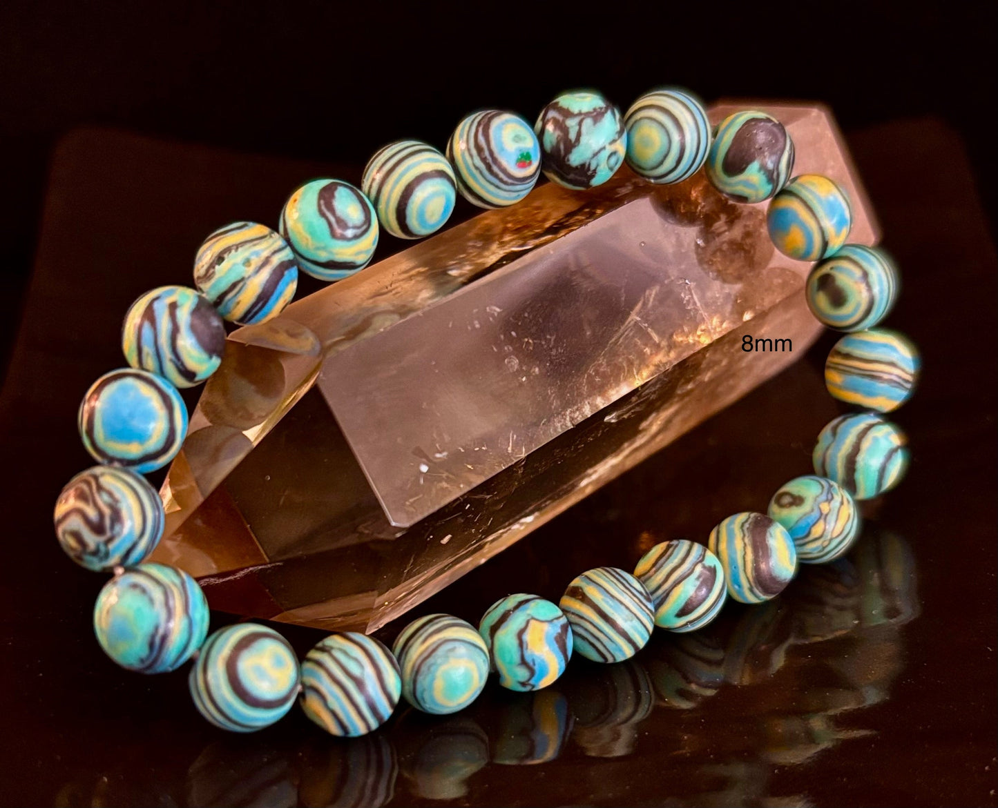 Pulsera de energía de malaquita azul profundo – Cuentas de 6 mm, 8 mm, 10 mm para muñecas pequeñas a grandes