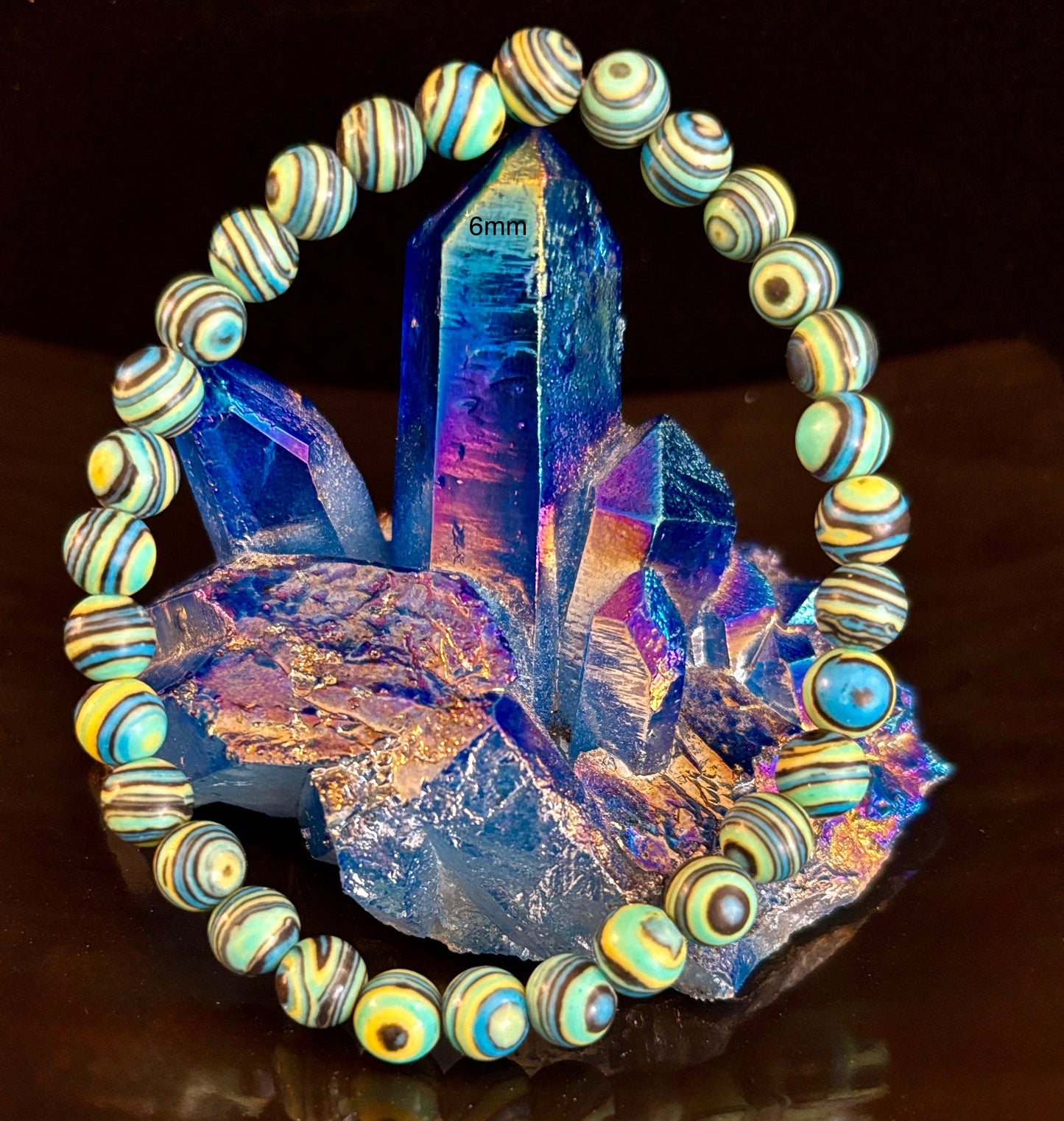 Pulsera de energía de malaquita azul profundo – Cuentas de 6 mm, 8 mm, 10 mm para muñecas pequeñas a grandes