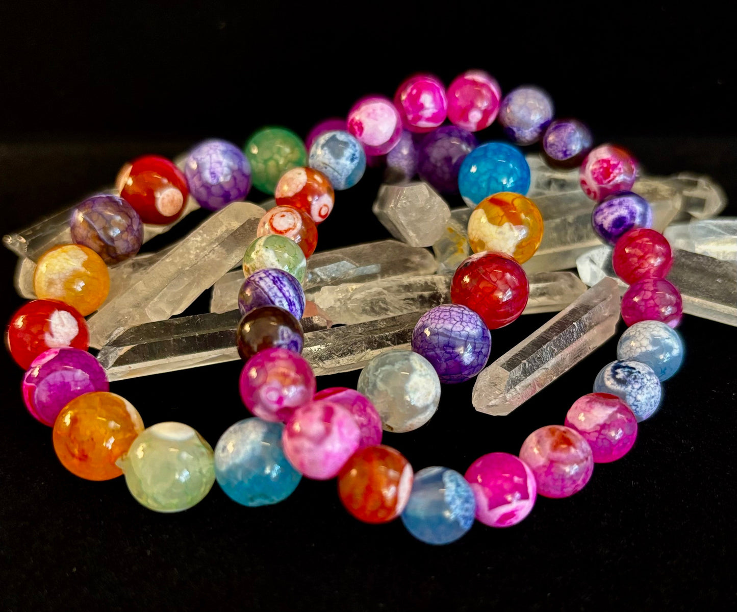 Pulsera de ágata veteada de dragón arcoíris