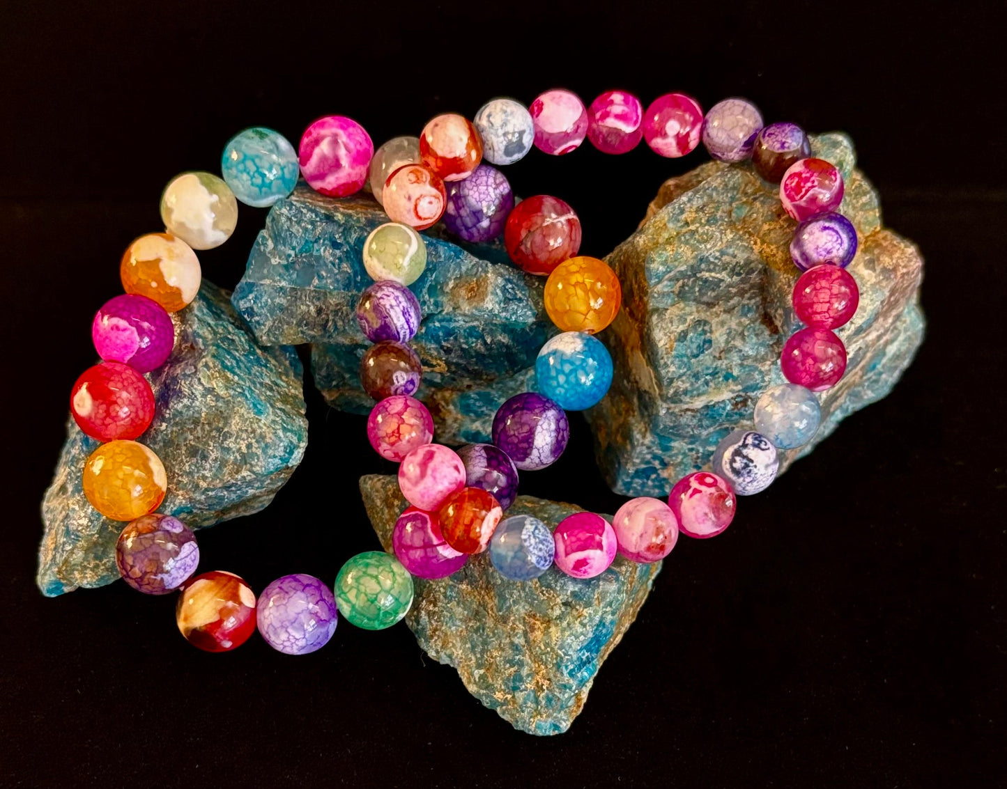 Pulsera de ágata veteada de dragón arcoíris