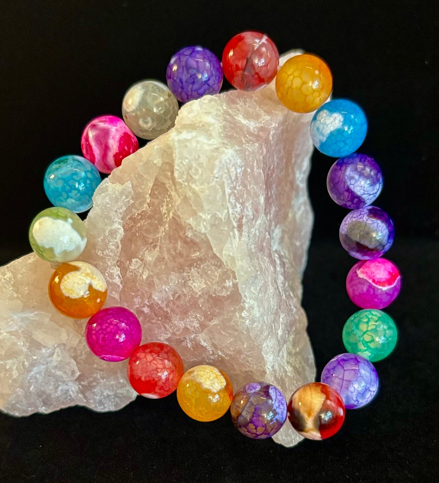 Pulsera de ágata veteada de dragón arcoíris