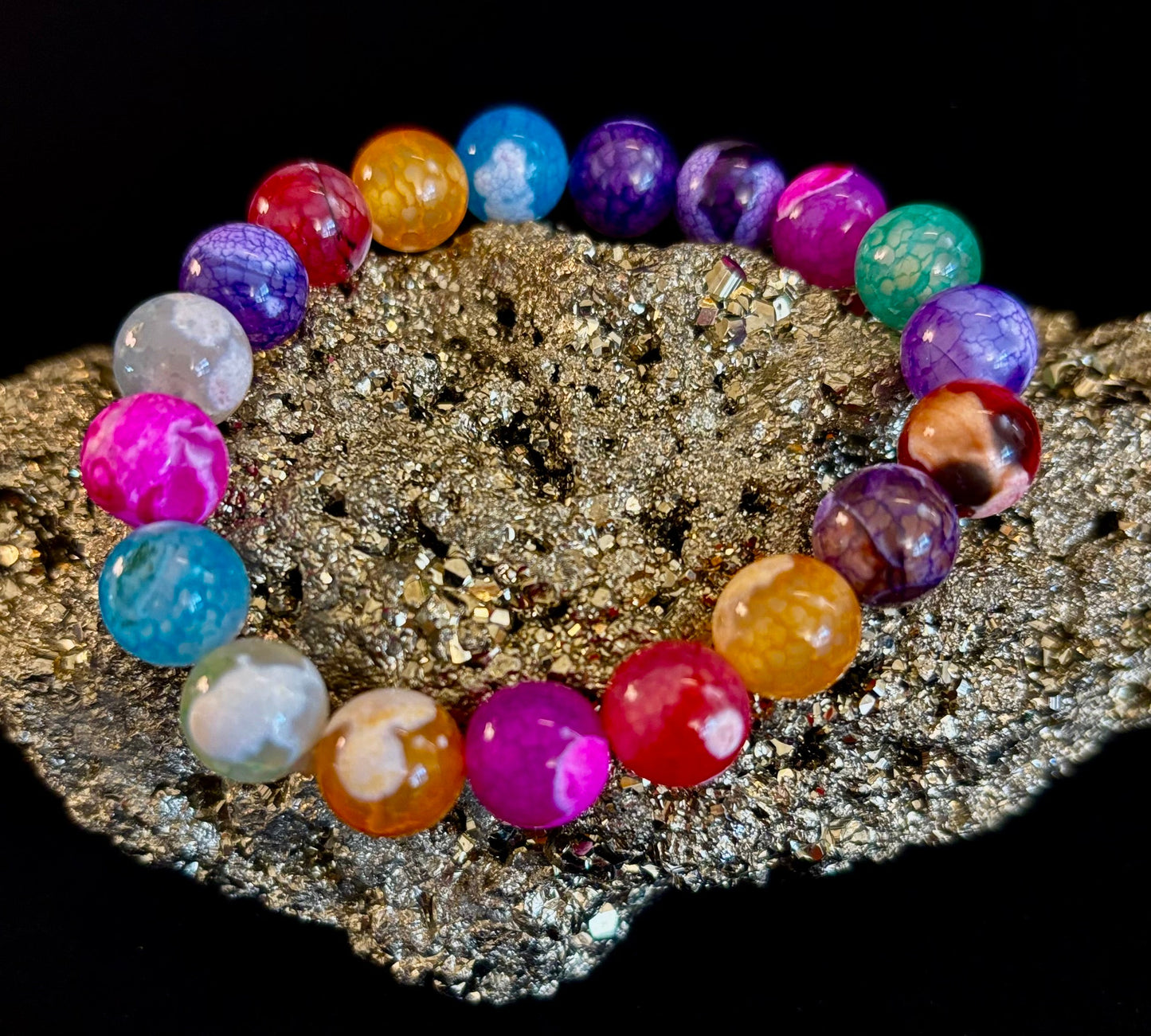 Pulsera de ágata veteada de dragón arcoíris
