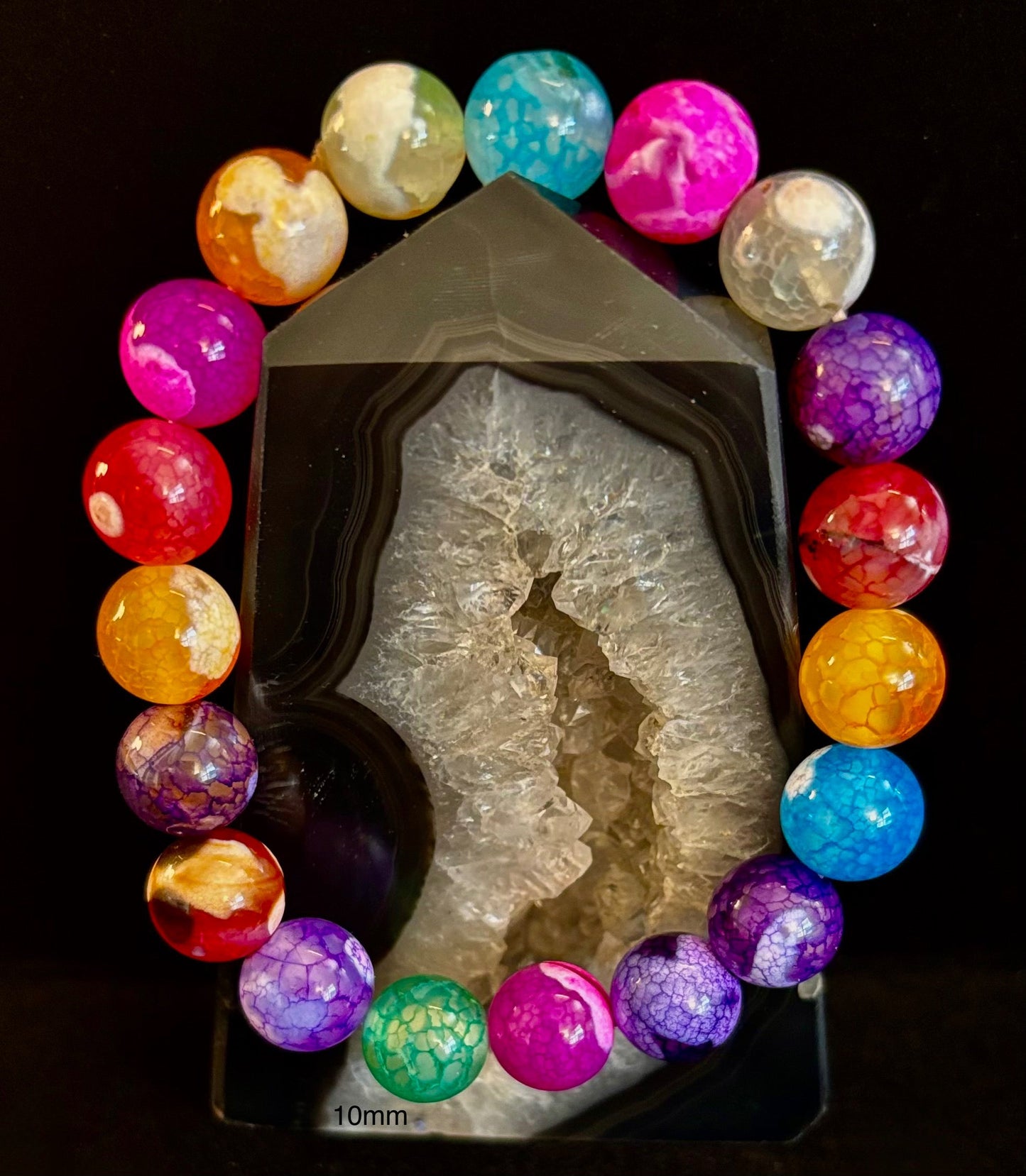 Pulsera de ágata veteada de dragón arcoíris