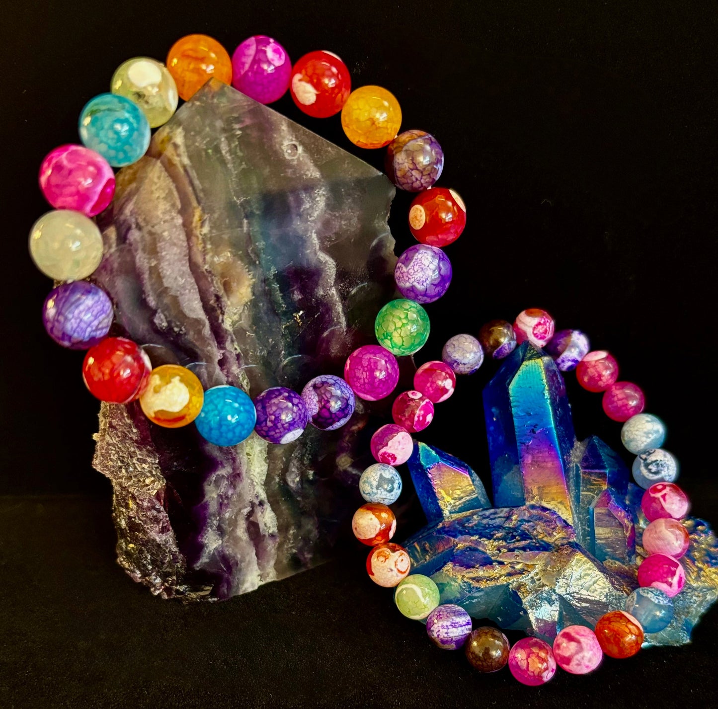 Pulsera de ágata veteada de dragón arcoíris