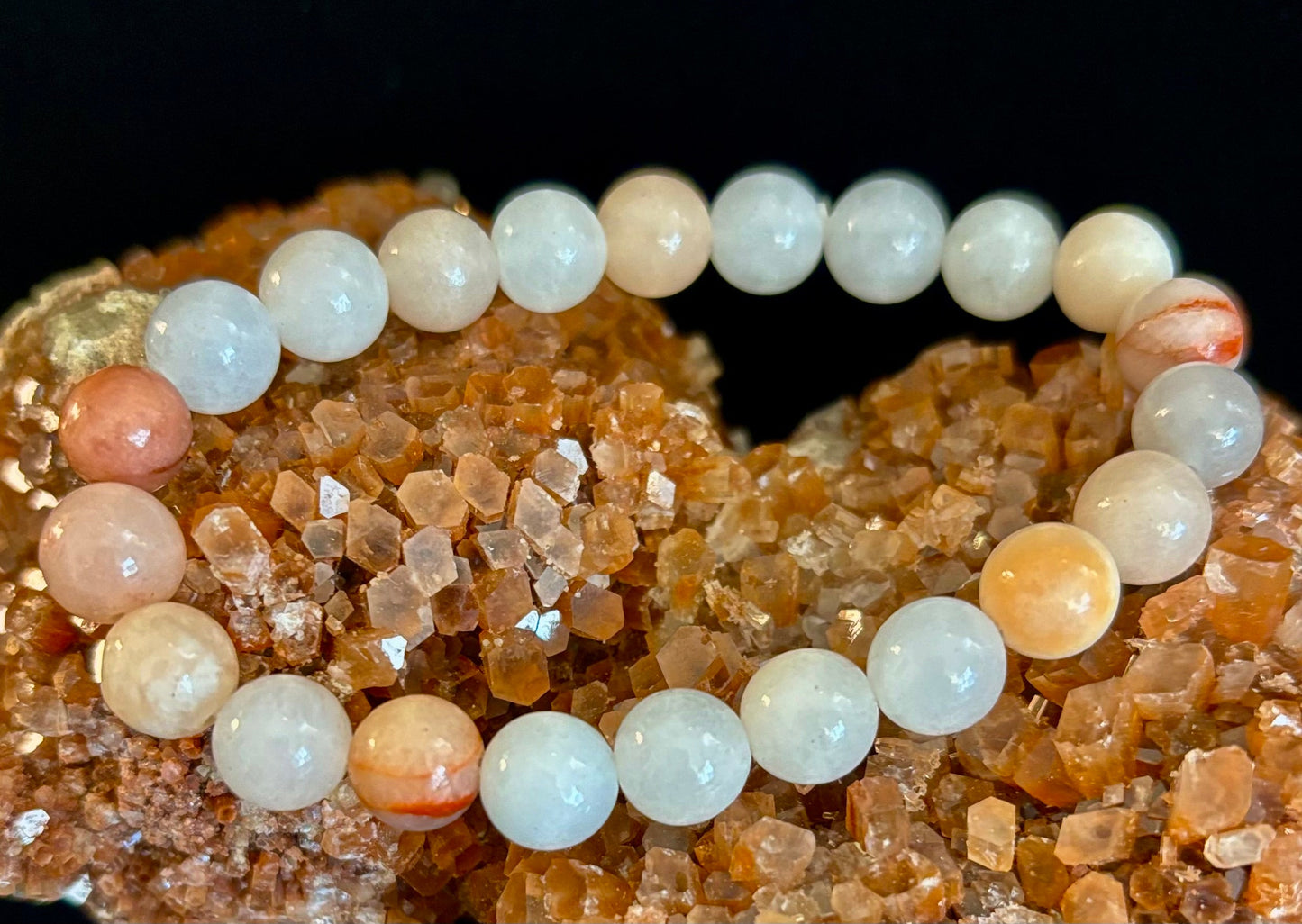 Pulsera de Ágata Flor hecha a mano – Cuentas de Piedra Natural de 8mm para Muñecas Pequeñas a Medianas