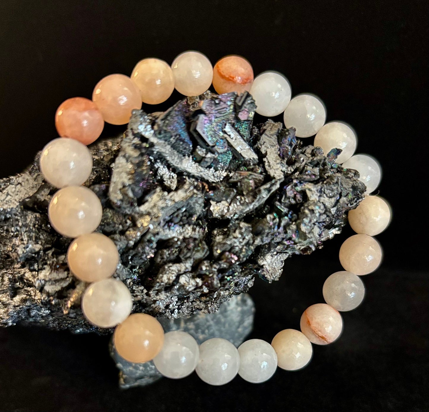 Pulsera de Ágata Flor hecha a mano – Cuentas de Piedra Natural de 8mm para Muñecas Pequeñas a Medianas