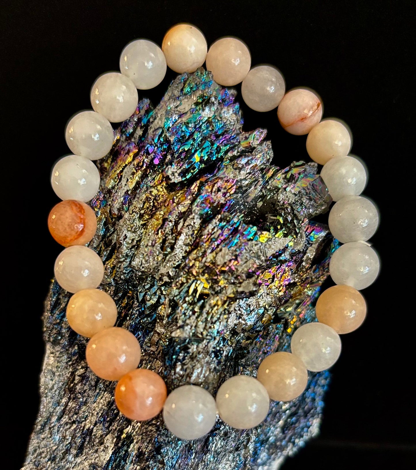 Pulsera de Ágata Flor hecha a mano – Cuentas de Piedra Natural de 8mm para Muñecas Pequeñas a Medianas